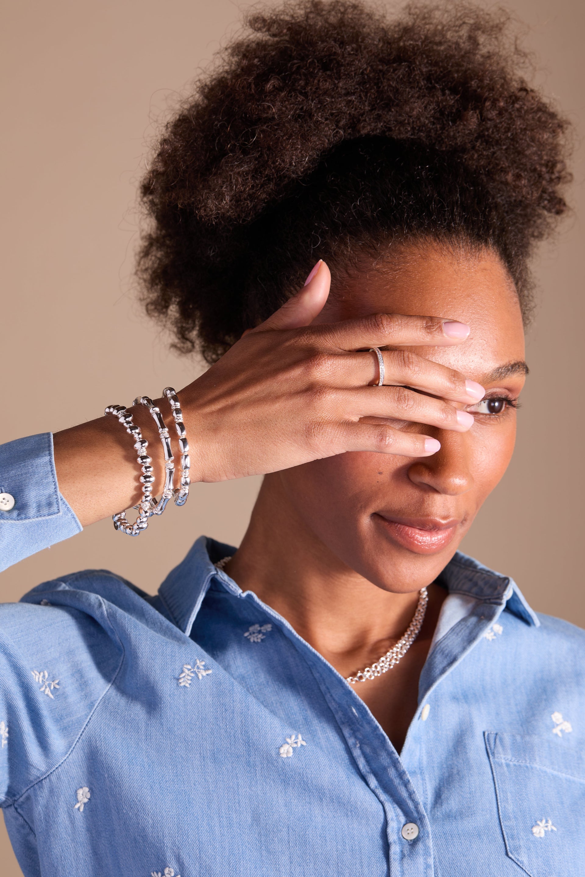 Bamboo Wrap Bracelet with Pave Crystal Spacers