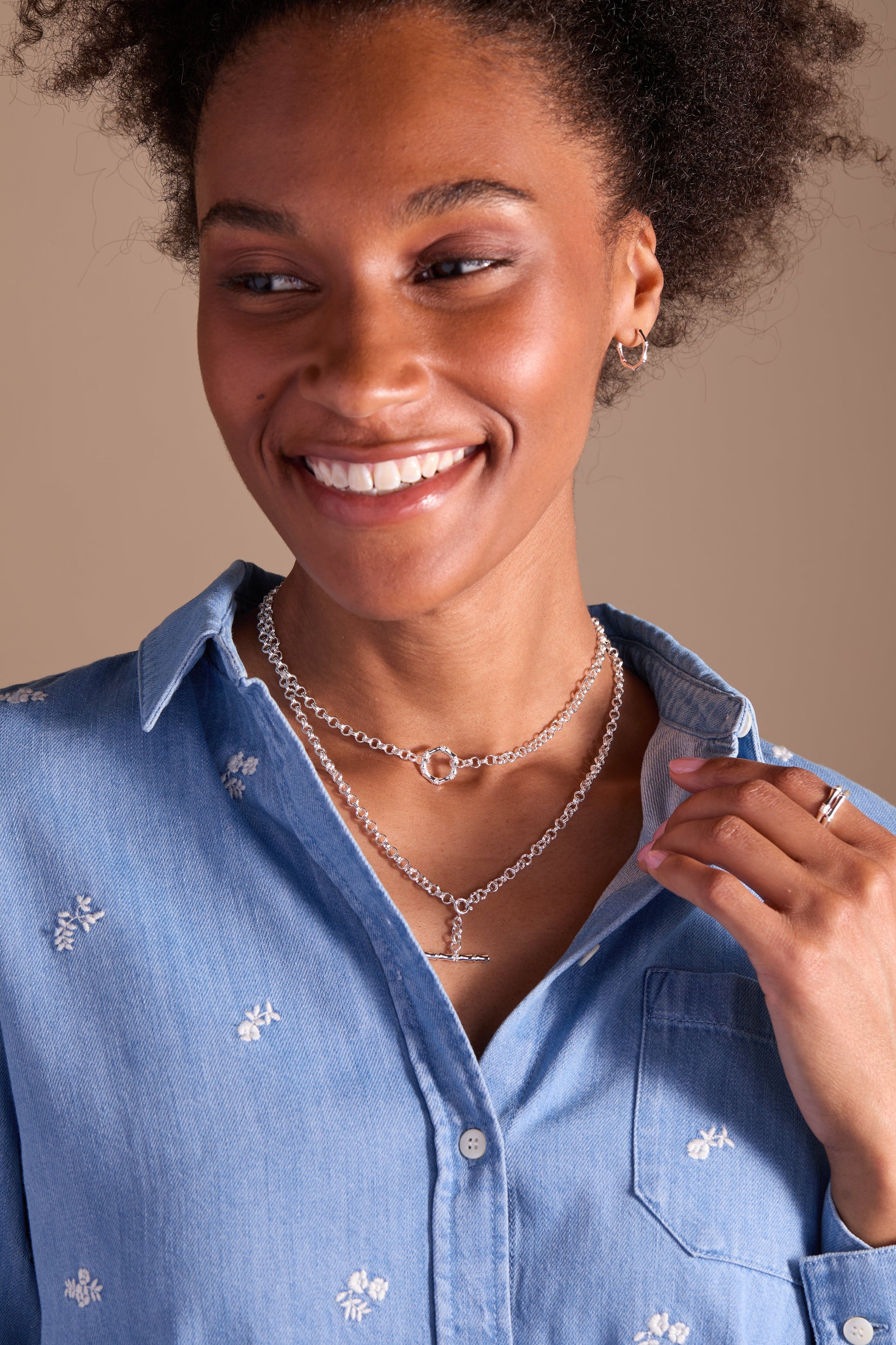 Bamboo Convertible Gold and Silver Layering Necklace or Bracelet