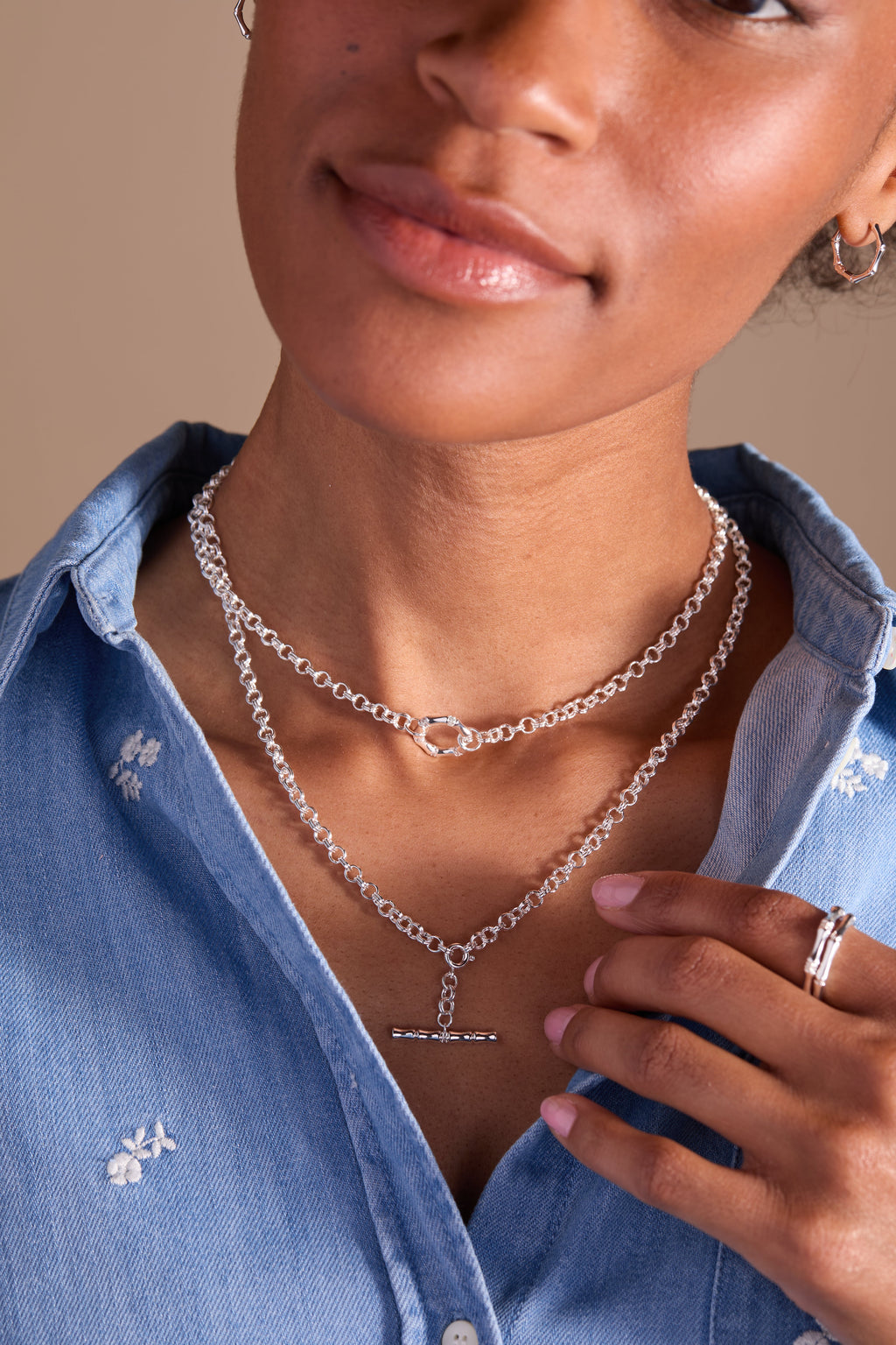 Bamboo Convertible Gold and Silver Layering Necklace or Bracelet