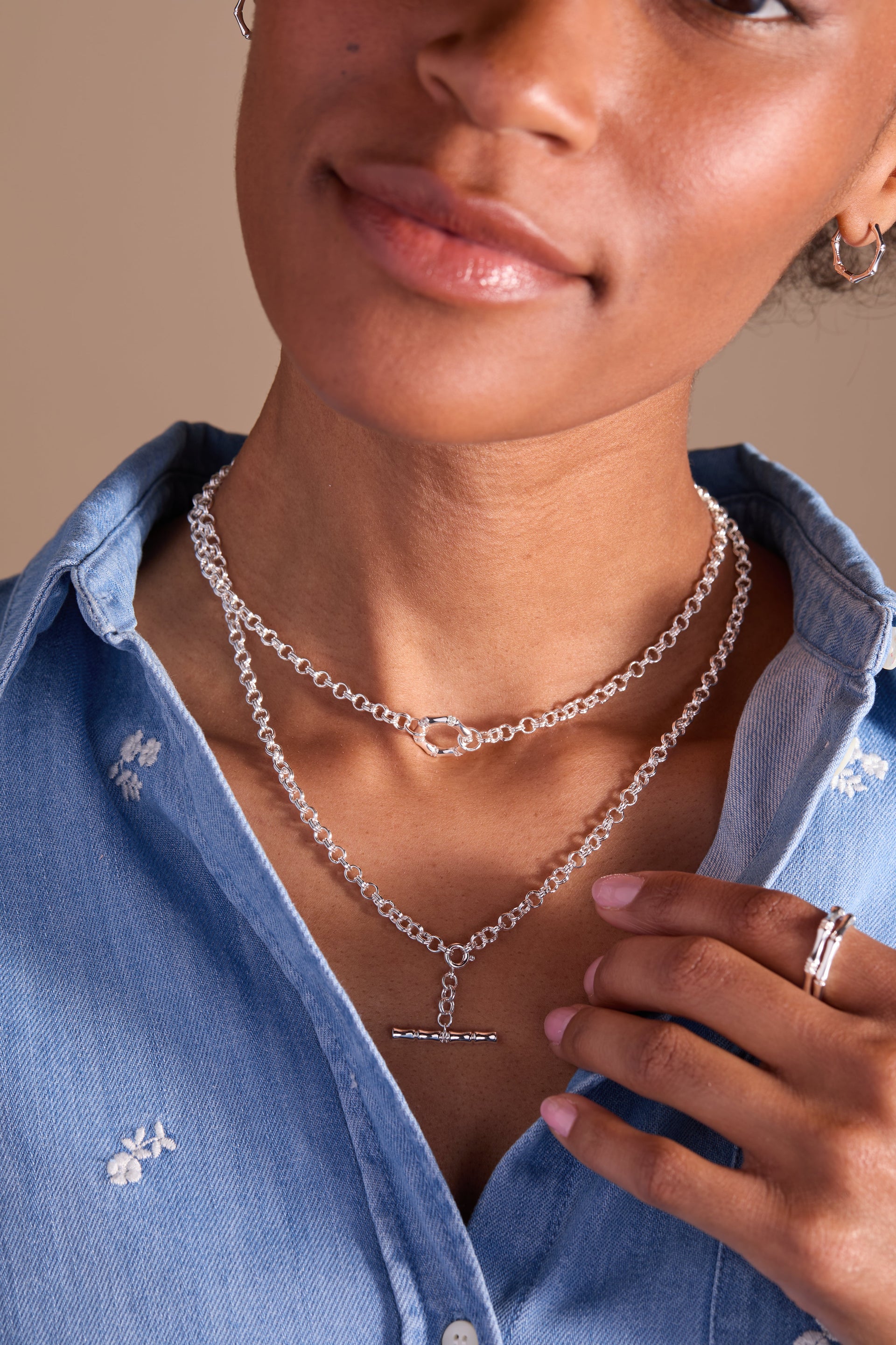 Bamboo Convertible Gold and Silver Layering Necklace or Bracelet