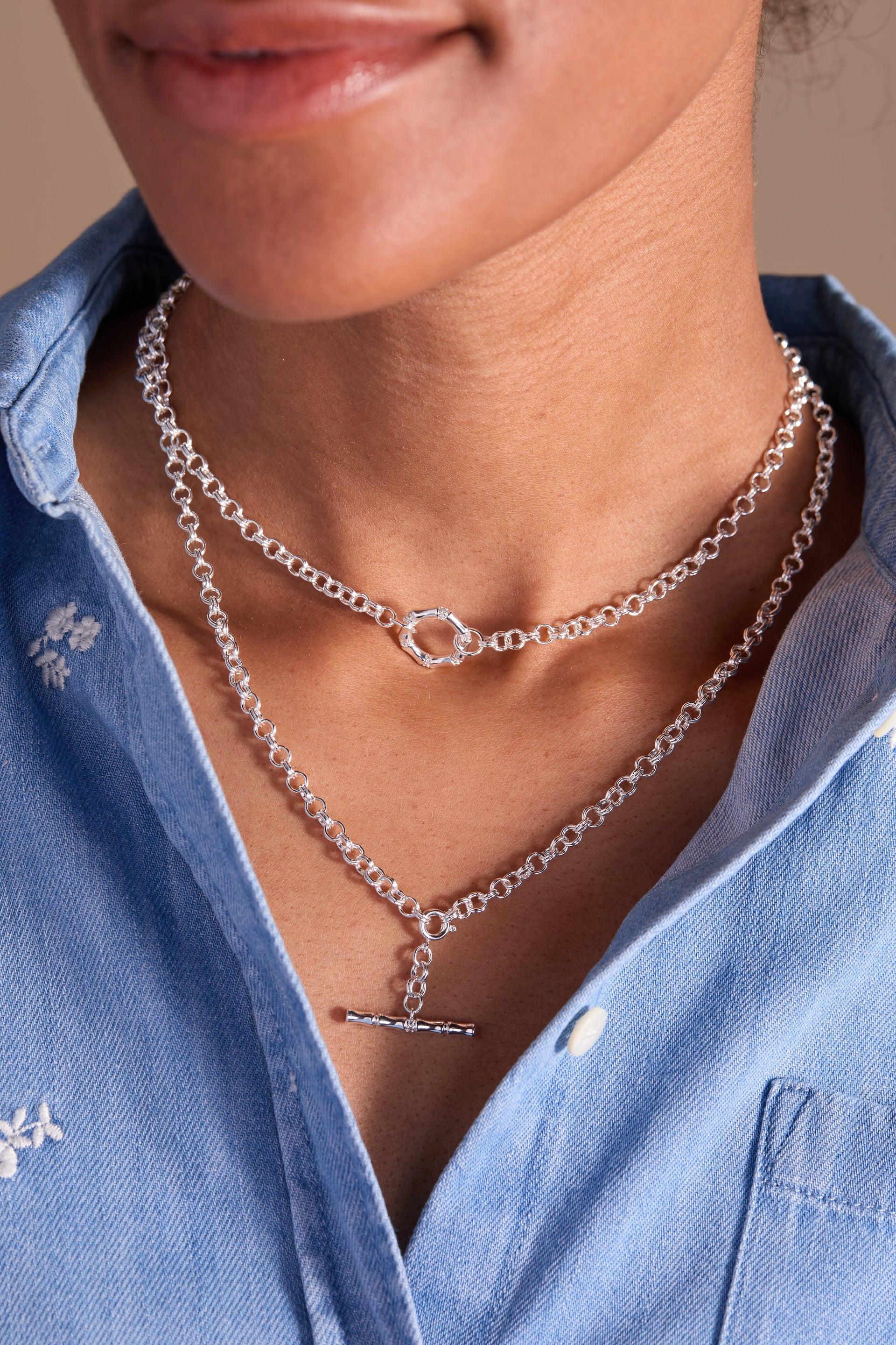 Bamboo Convertible Gold and Silver Layering Necklace or Bracelet