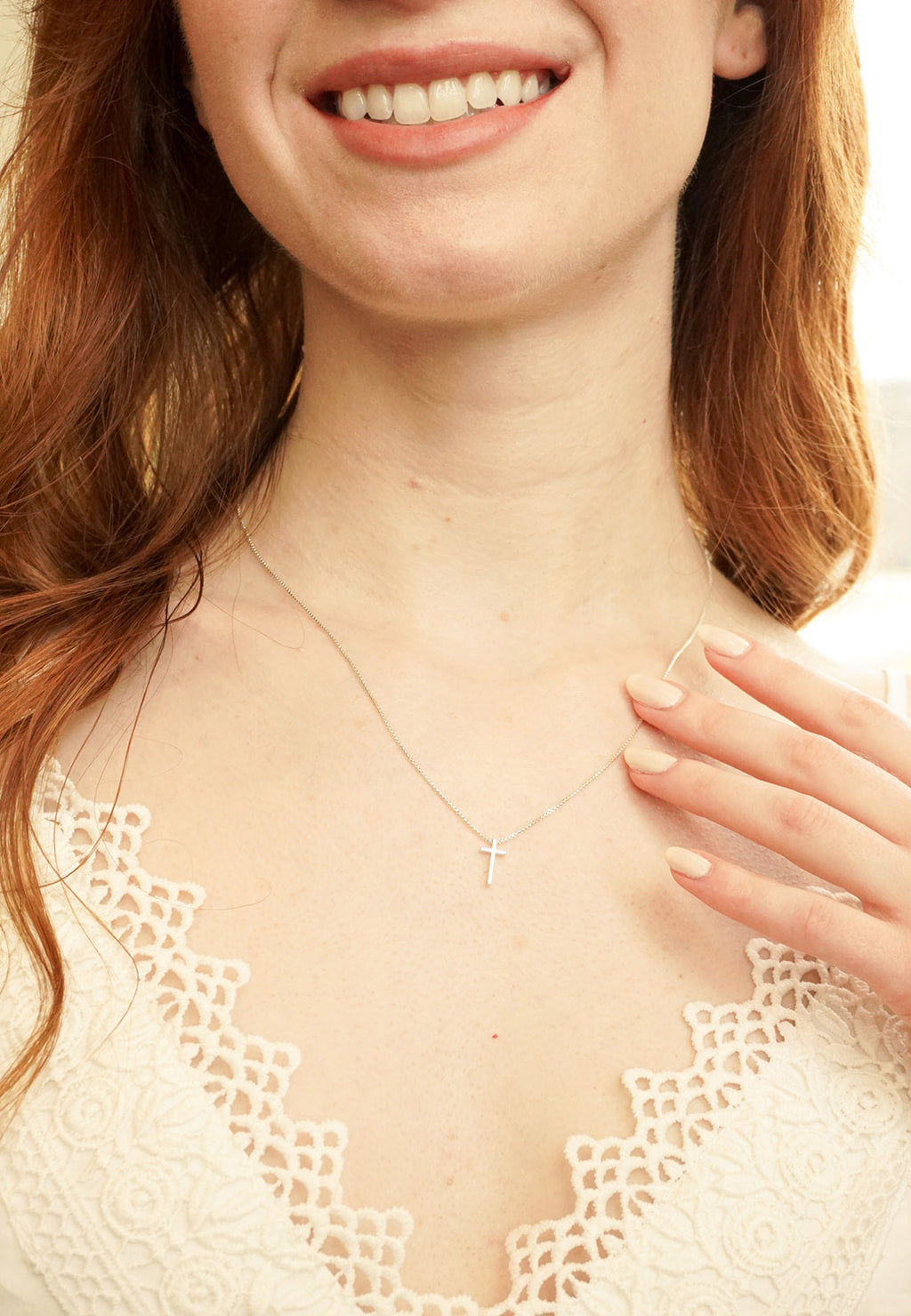 Dainty Sterling Silver or 14k Gold Vermeil Cross Necklace