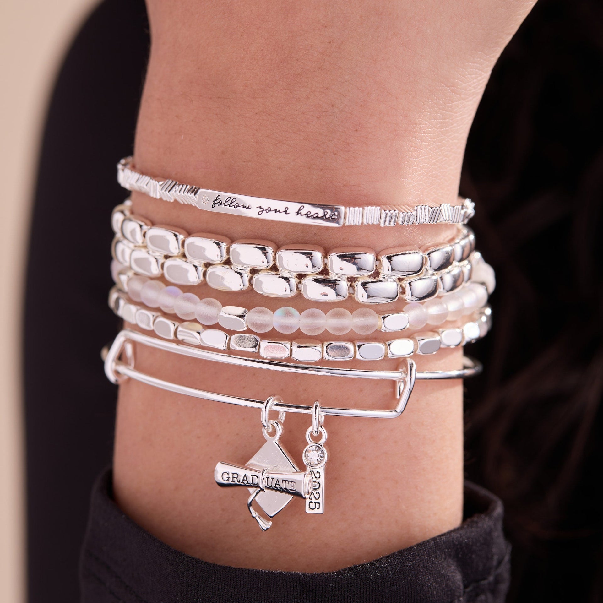 Follow Your Heart Stretch Bracelet with Crystal Star Detail