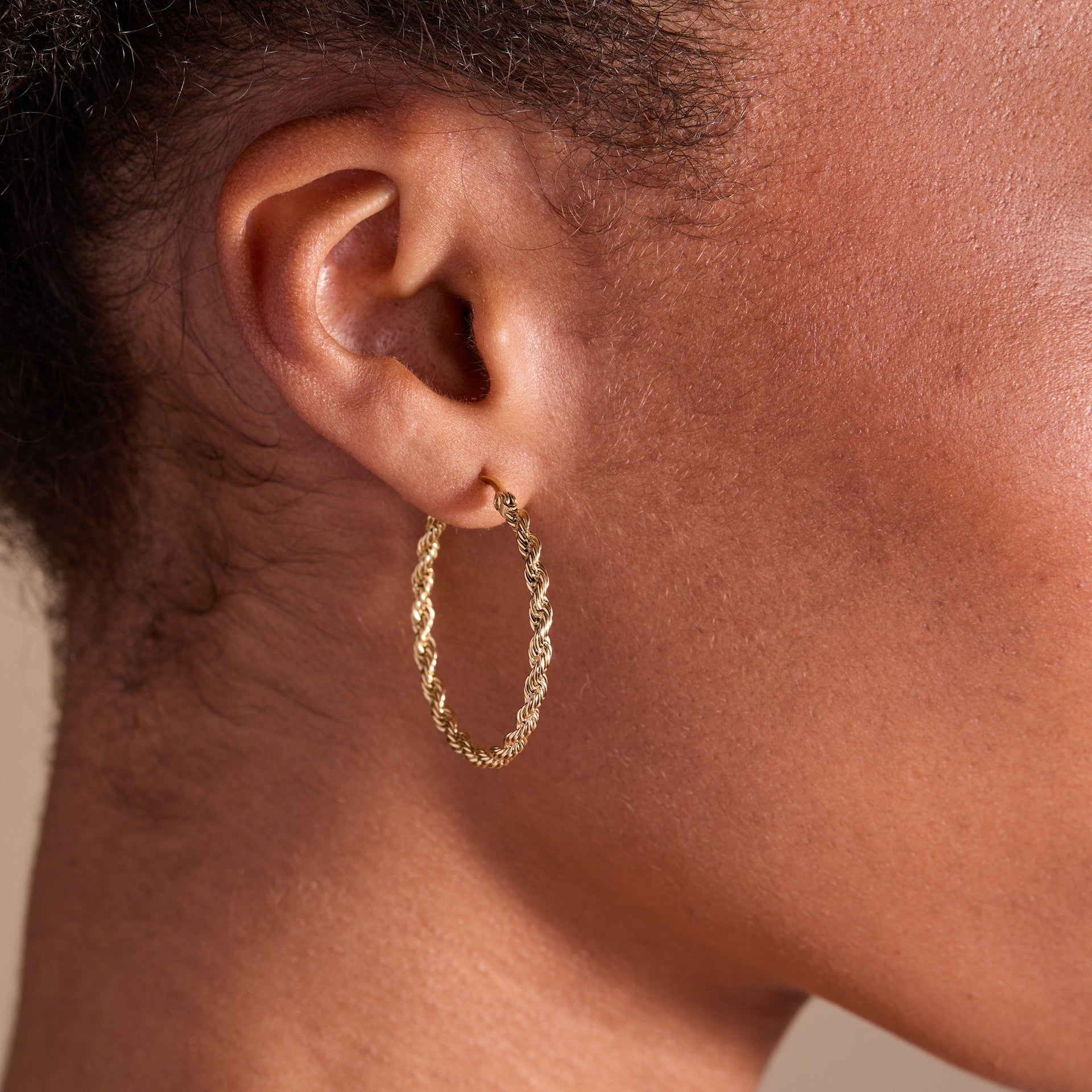 Frozen French Rope Hoop Earrings in Gold and Silver
