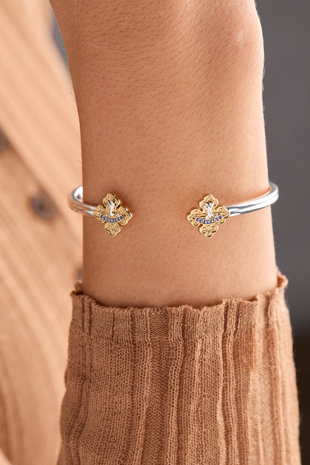 The Wizard of Oz Cowardly Lion Cuff Bangle in Silver and Gold