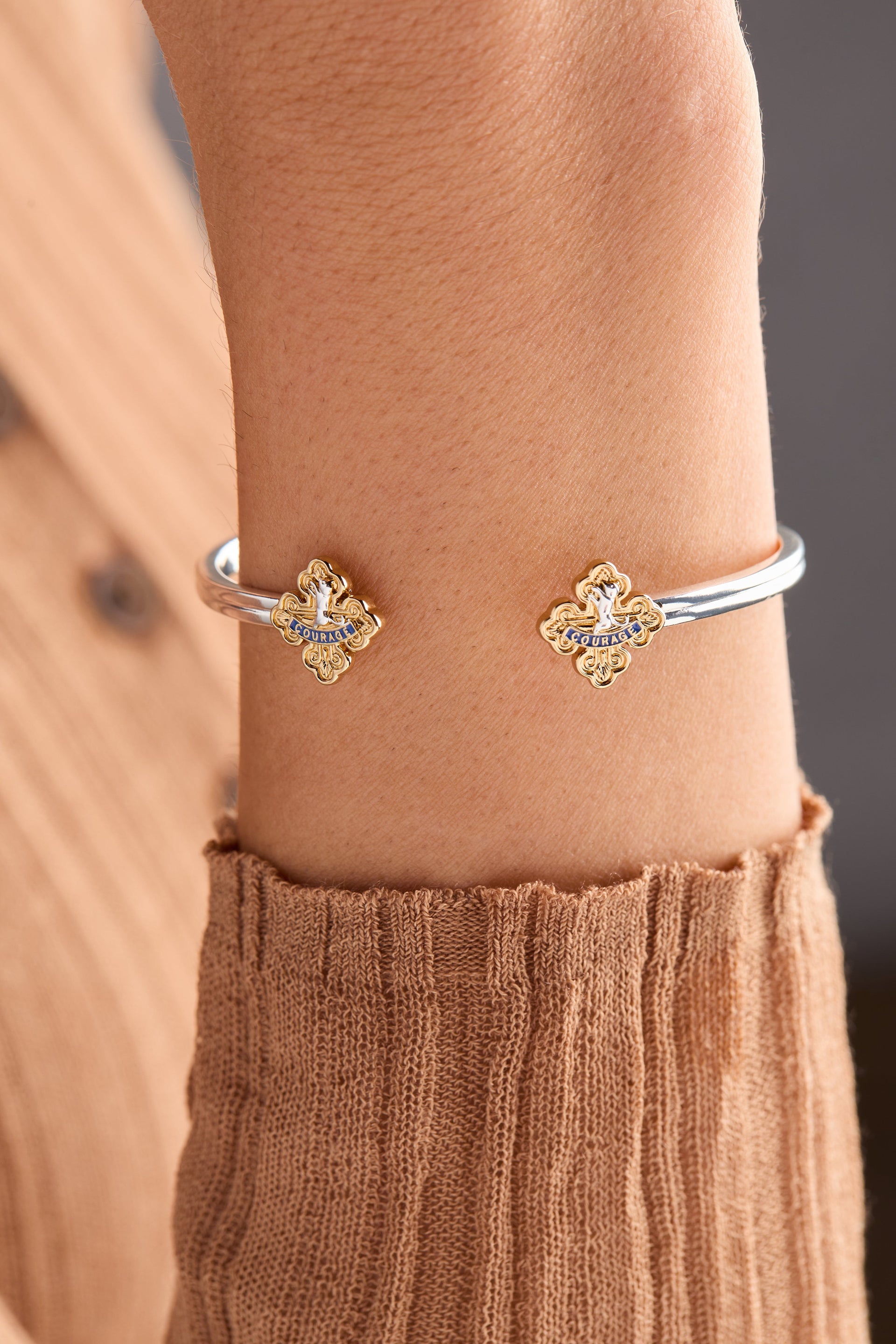 The Wizard of Oz Cowardly Lion Cuff Bangle in Silver and Gold