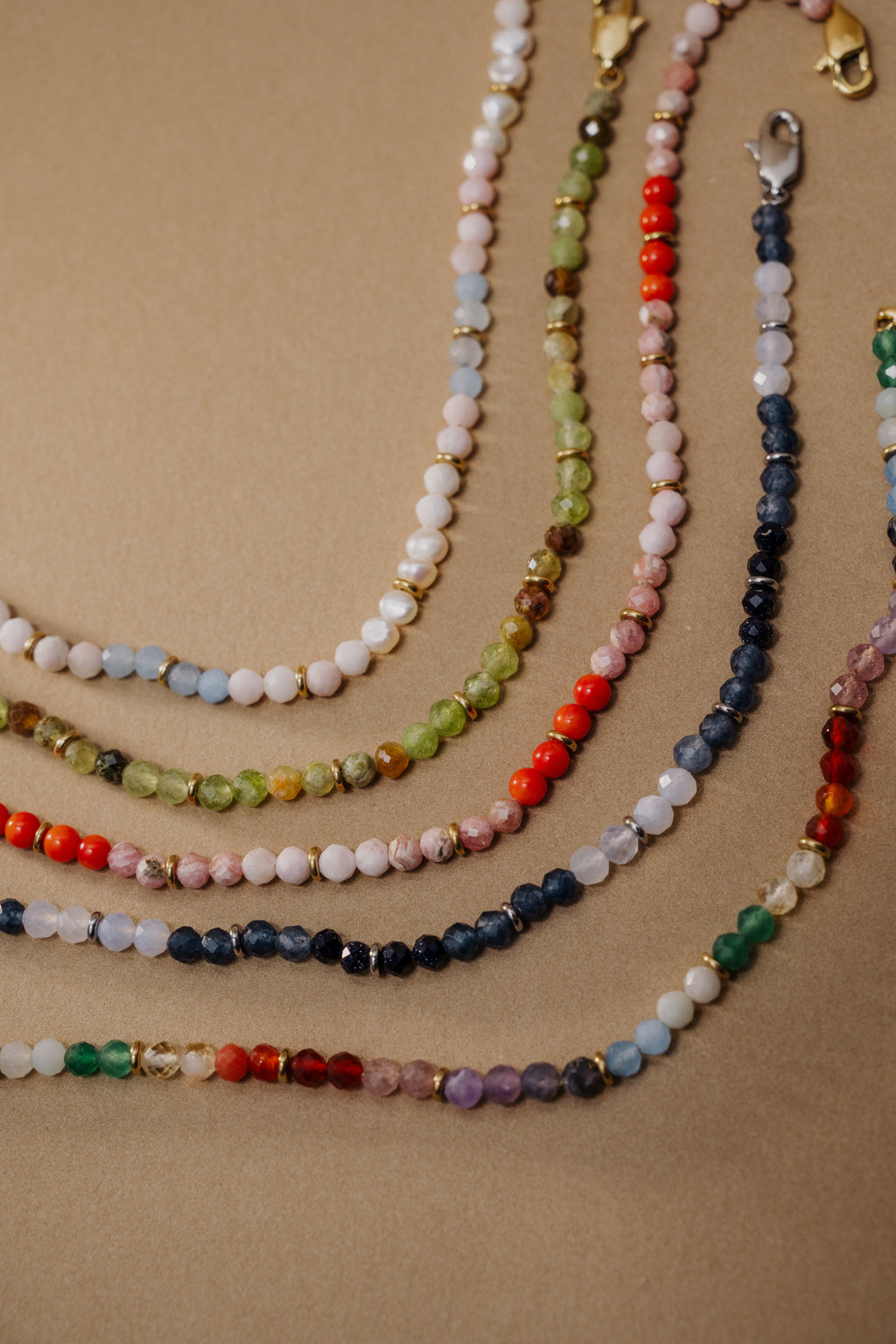 Coral Ombre Semi-Precious Beaded Anklet with Faceted Gemstones