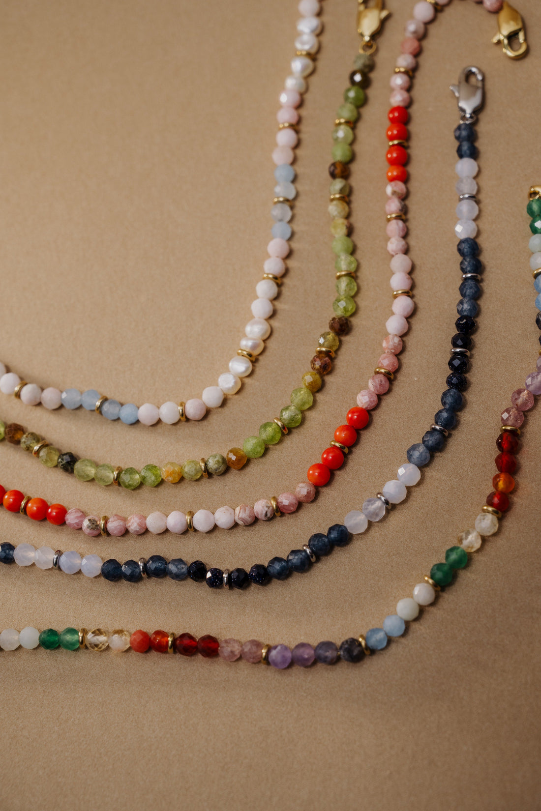 Coral Ombre Semi-Precious Beaded Anklet with Faceted Gemstones