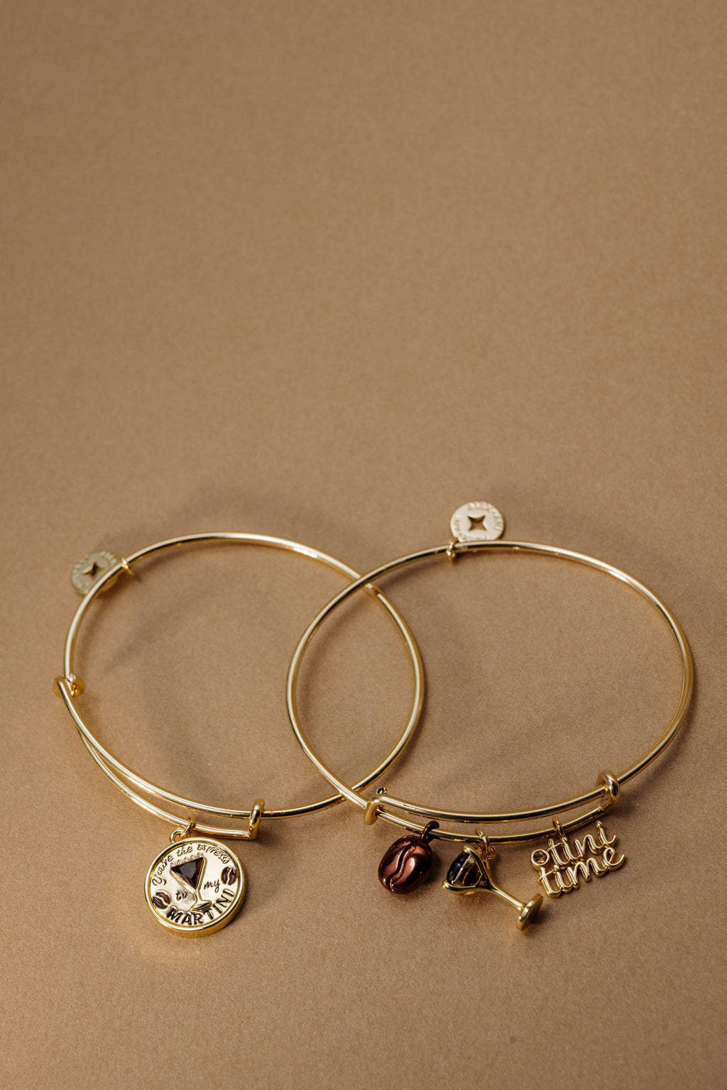 Espresso Martini Multi Charm Bangle in Gold Tone with Coffee Bean