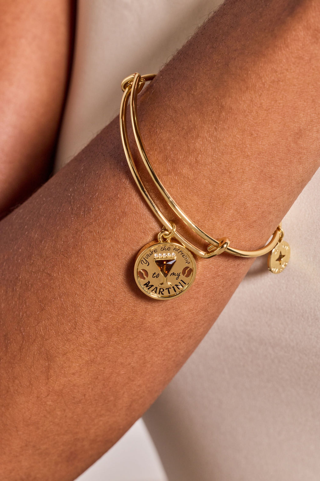Espresso Martini Charm Bangle with Smokey Quartz and Crystals