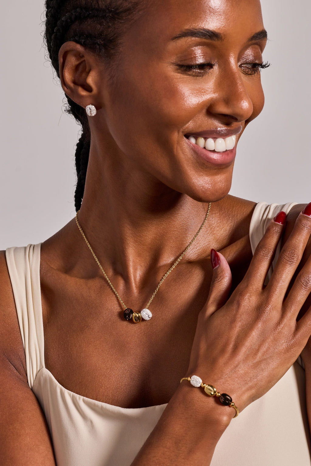 Tritone Coffee Bean Pendant Necklace for Coffee Lovers