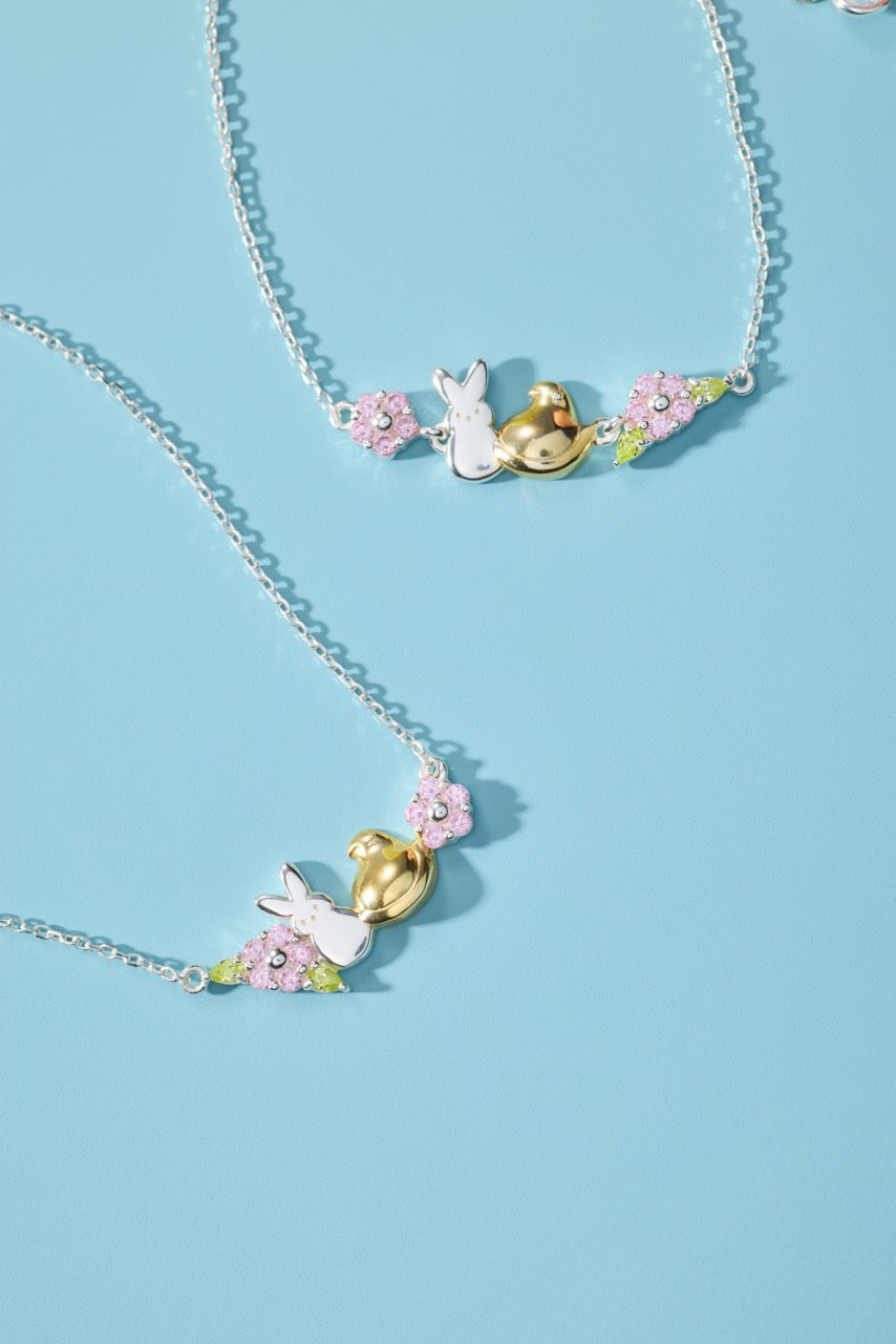 PEEPS® Precious Peepsake Bunny and Chick Crystal Charm Necklace