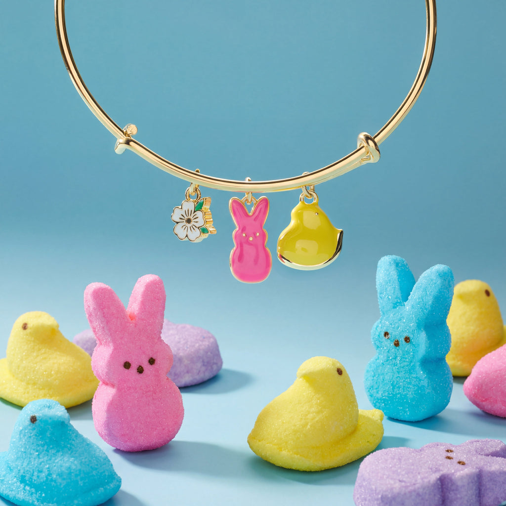 PEEPS® Chick and Bunny Charm Bangle in Gold Plated Finish