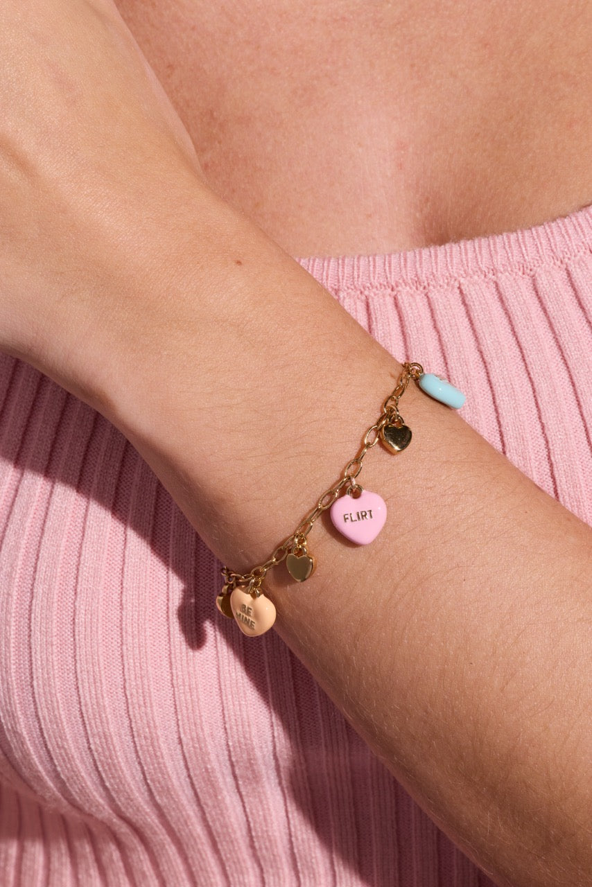 Sweethearts Multi-Charm Adjustable Chain Bracelet in Gold-Tone