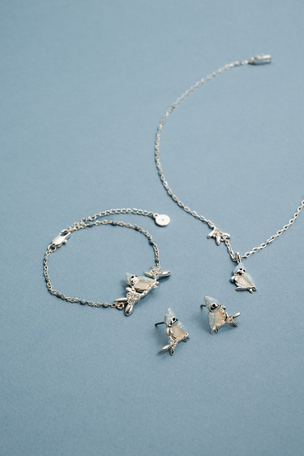 Tufted Titmouse Nature-Inspired Bracelet with Crystals and Enamel