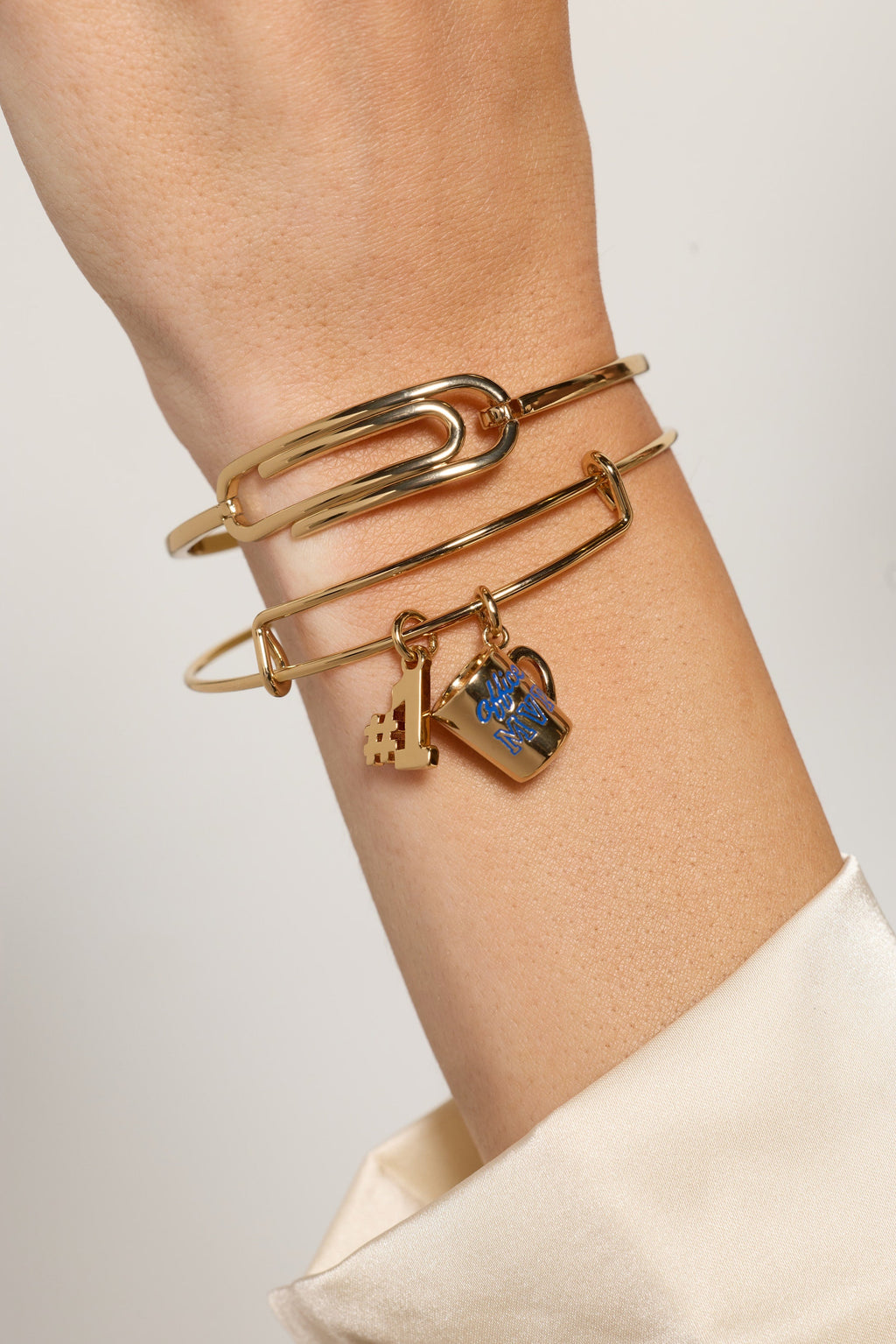 Office MVP Expandable Bangle Bracelet with Gold-Plated Coffee Charm
