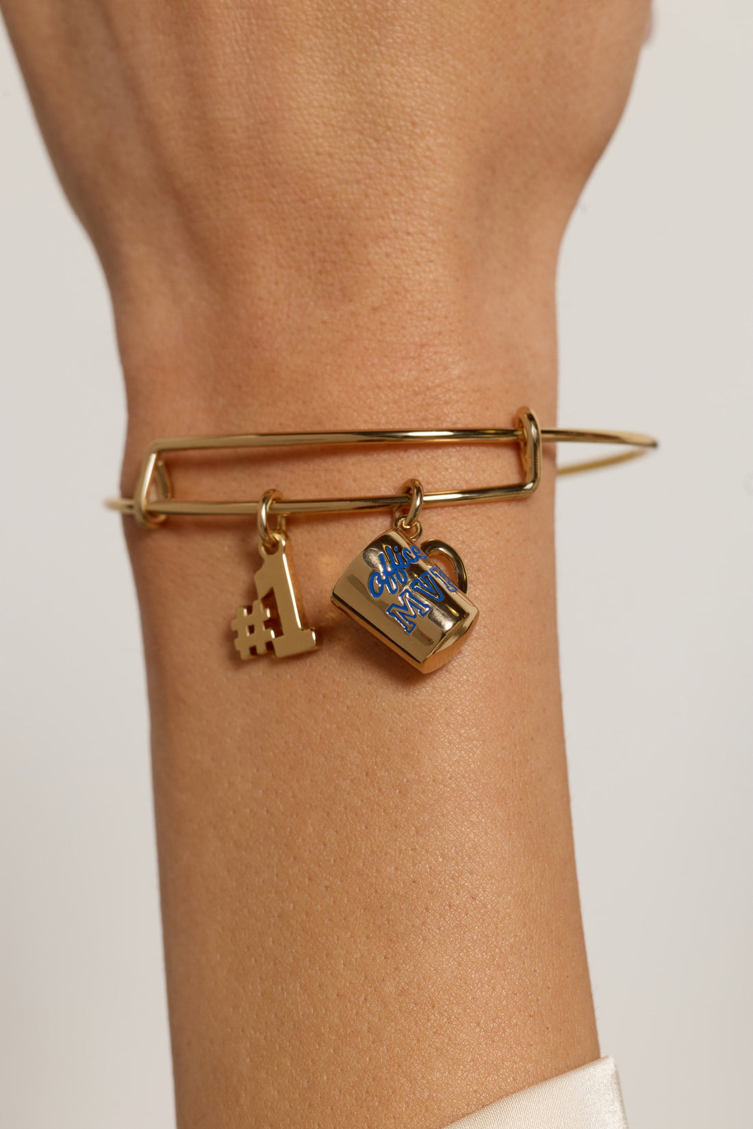 Office MVP Expandable Bangle Bracelet with Gold-Plated Coffee Charm