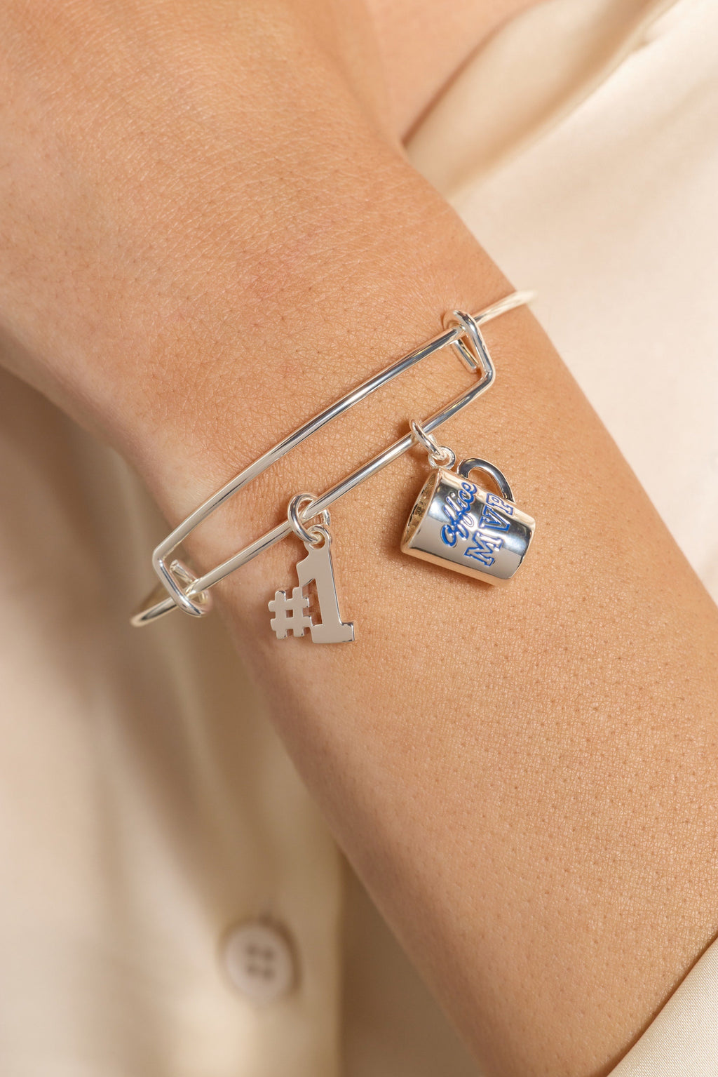 Office MVP Expandable Bangle Bracelet with Gold-Plated Coffee Charm