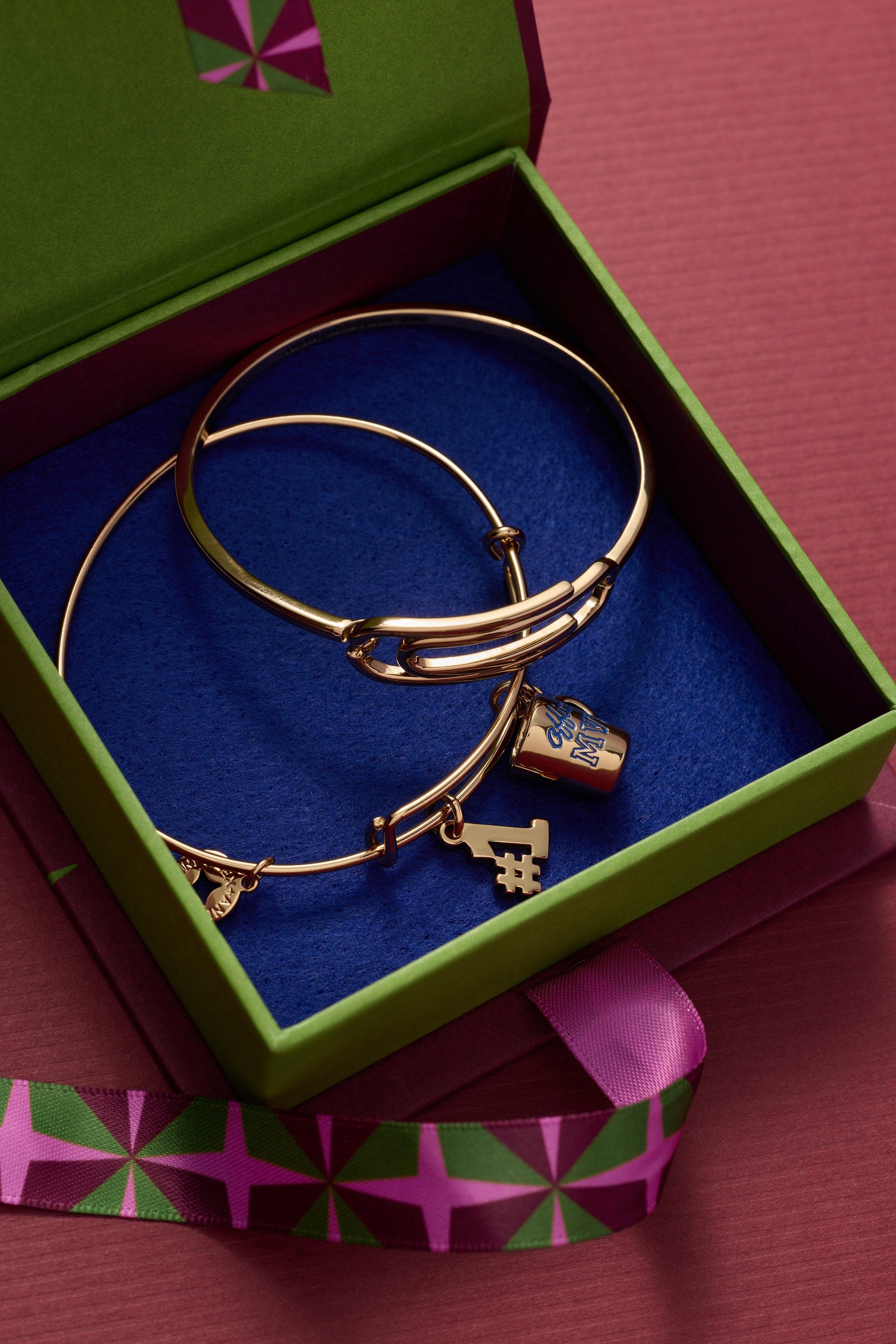 Office MVP Expandable Bangle Bracelet with Gold-Plated Coffee Charm