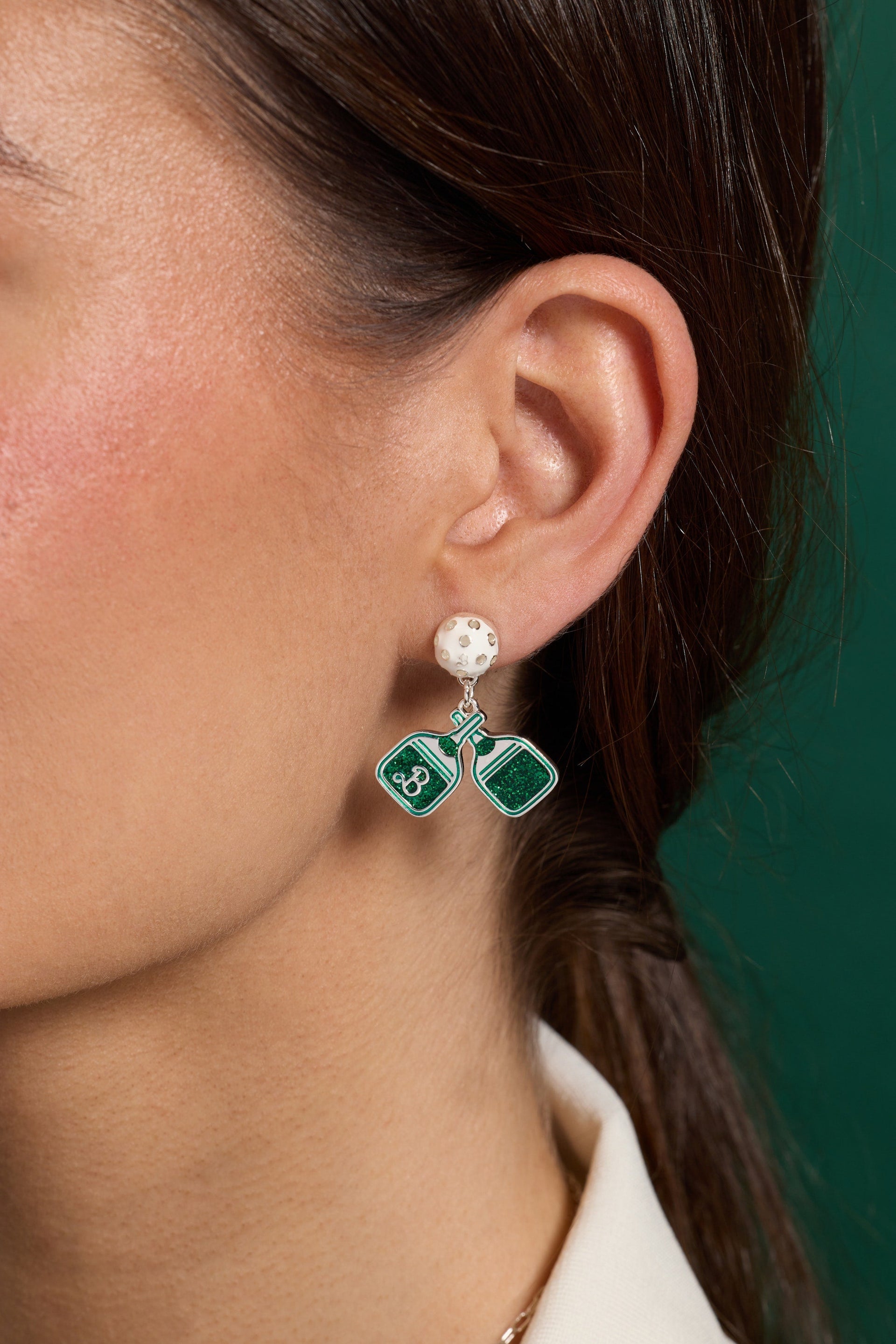 Barbie™ Pickleball Drop Earrings with Enamel Charm and Glitter