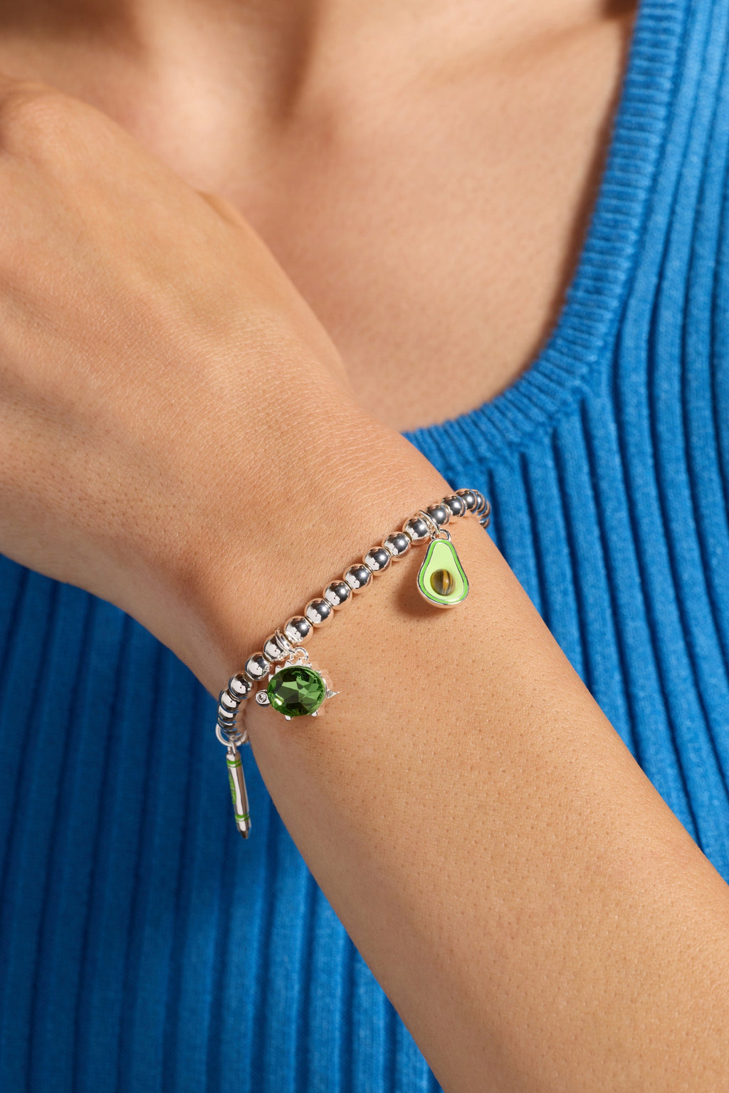 Forest Green Nature Charm Stretch Bracelet with Citrine and Peridot