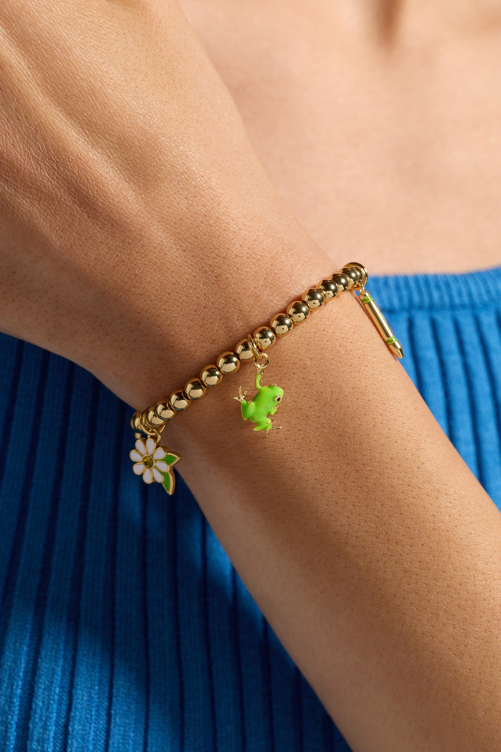 Forest Green Nature Charm Stretch Bracelet with Citrine and Peridot