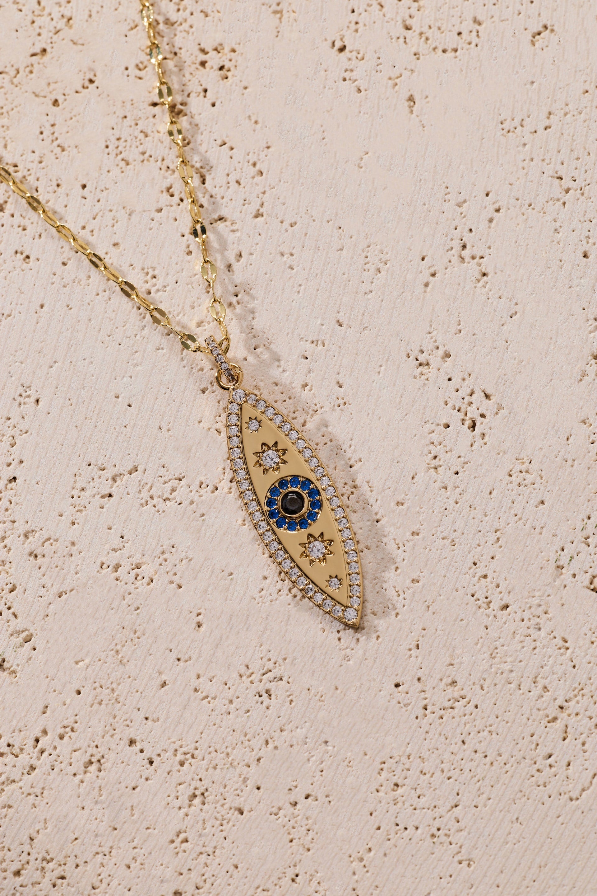 Festival Stranded™ Evil Eye Layered Necklace in Gold and Blue