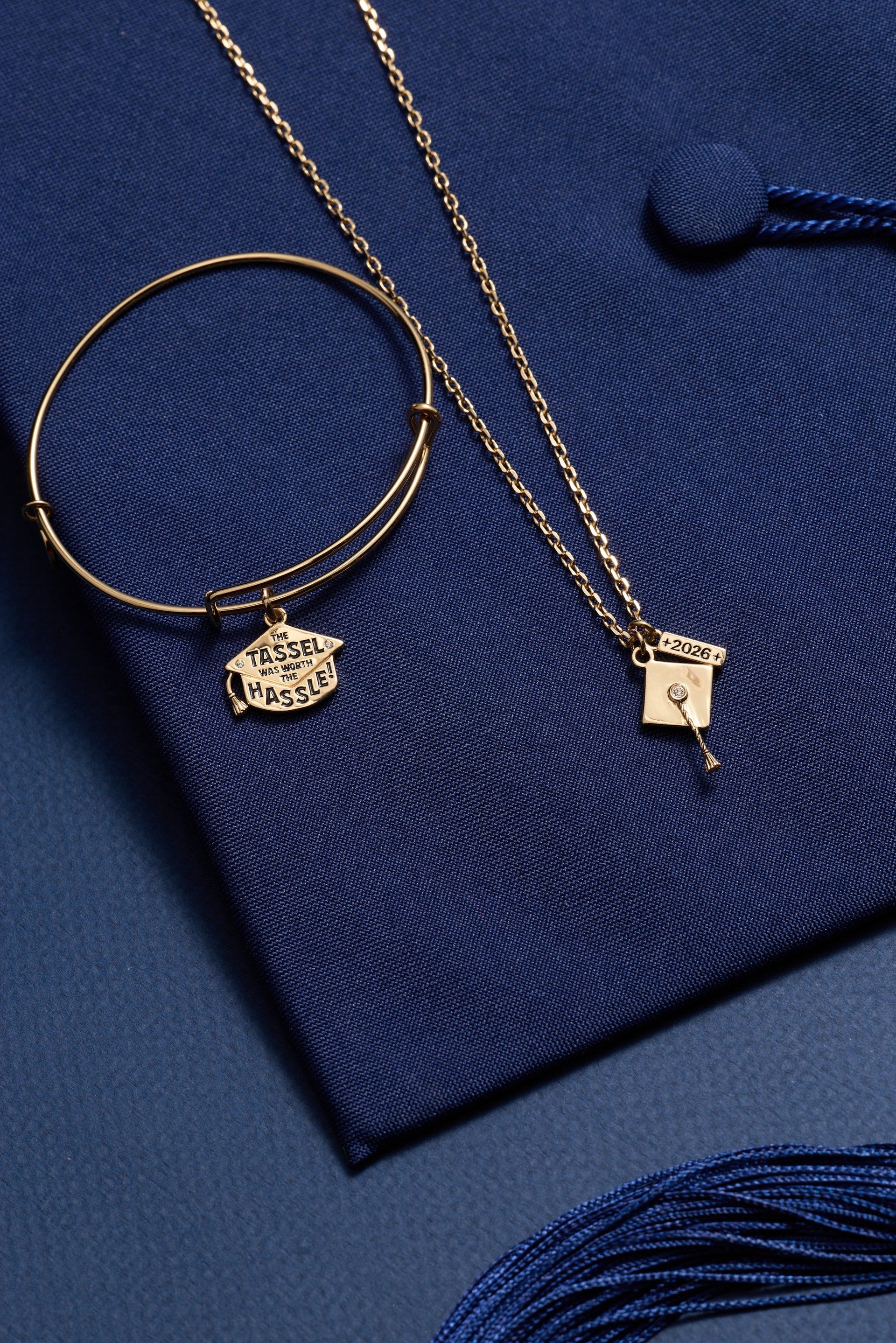 The Tassel Was Worth The Hassle Graduation Charm Bangle Bracelet