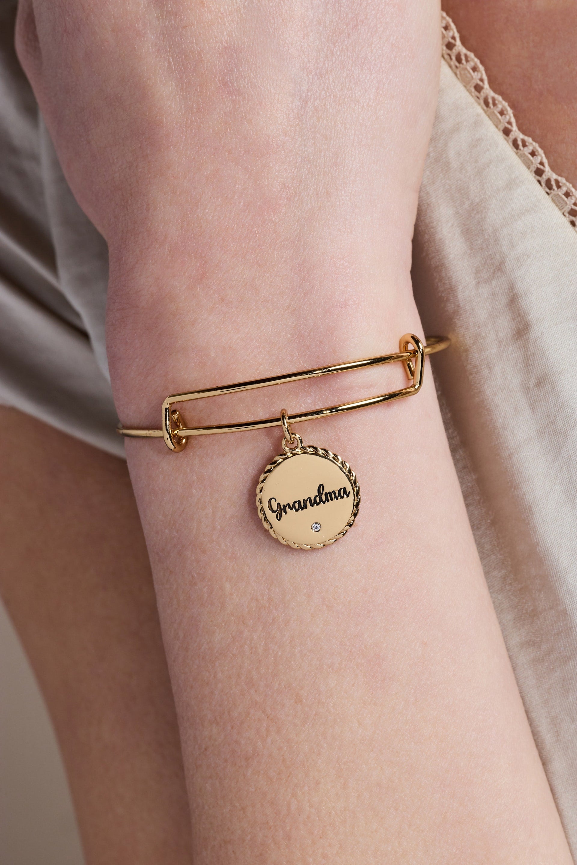 Grandma Wise and Warm Charm Bangle in Gold or Silver