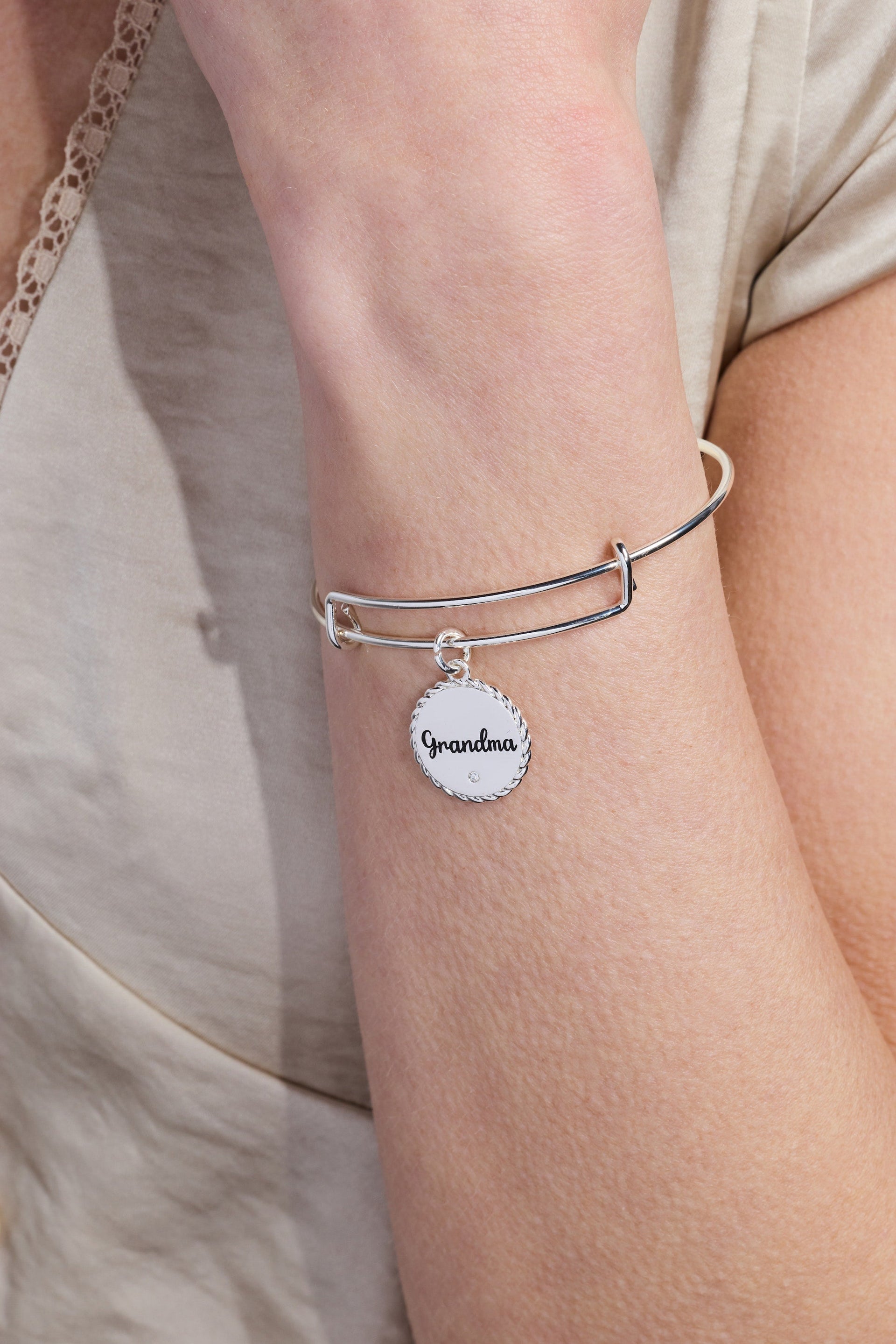 Grandma Wise and Warm Charm Bangle in Gold or Silver