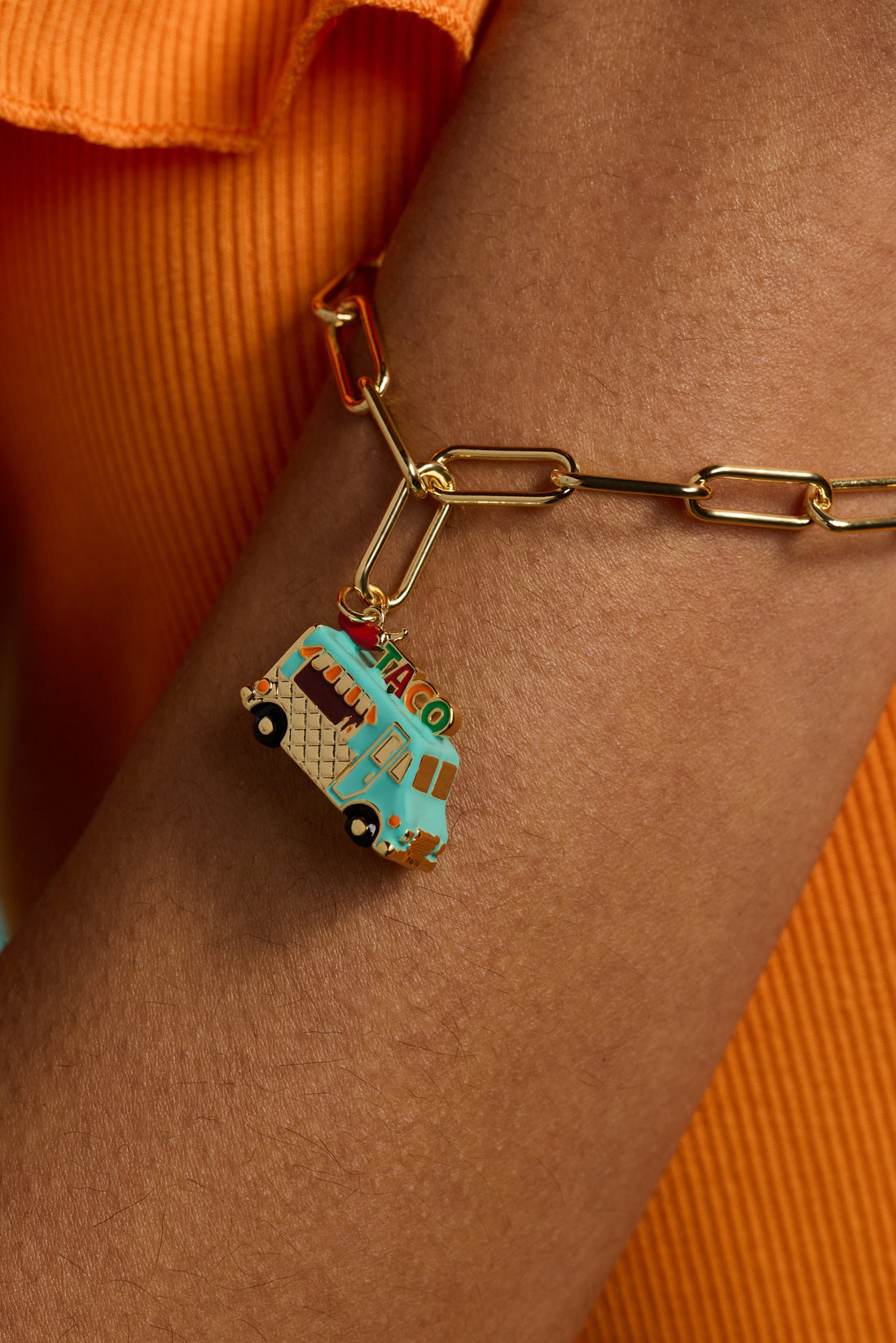 Gold-Plated Taco Truck Toggle Bracelet with Pepper Charm