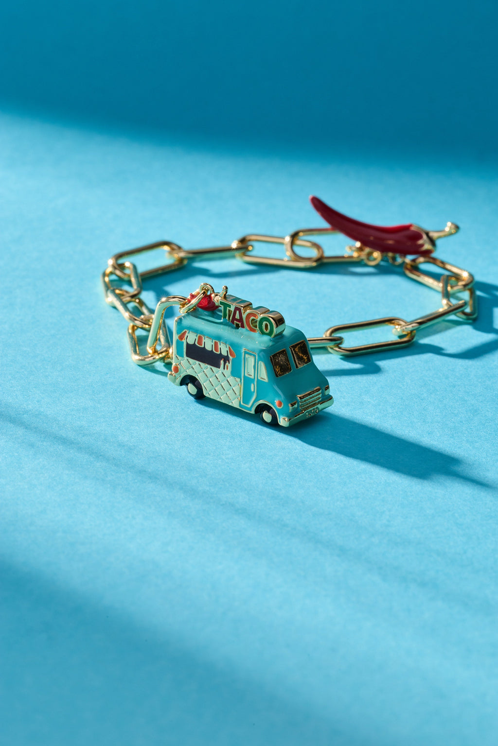 Gold-Plated Taco Truck Toggle Bracelet with Pepper Charm