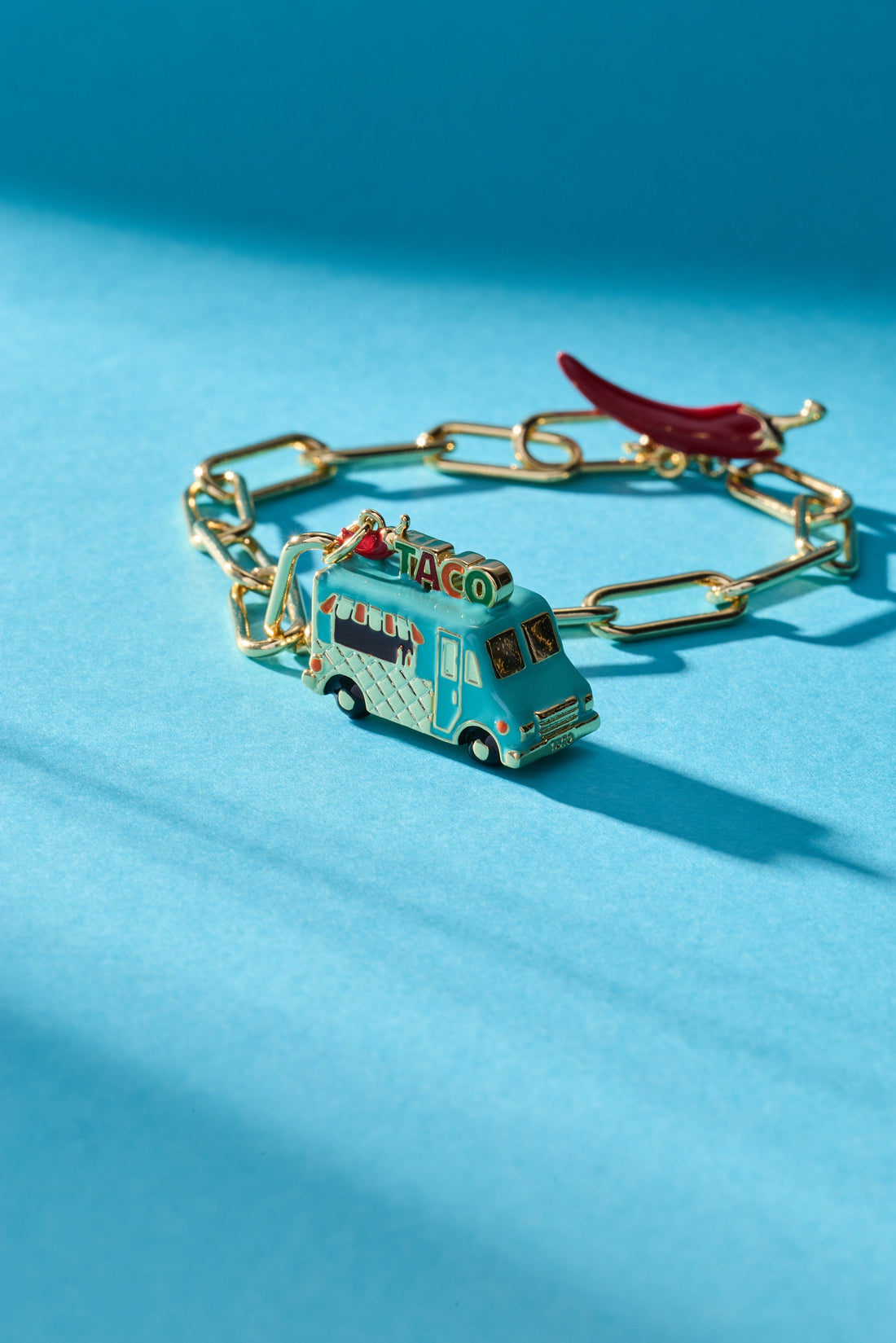 Gold-Plated Taco Truck Toggle Bracelet with Pepper Charm