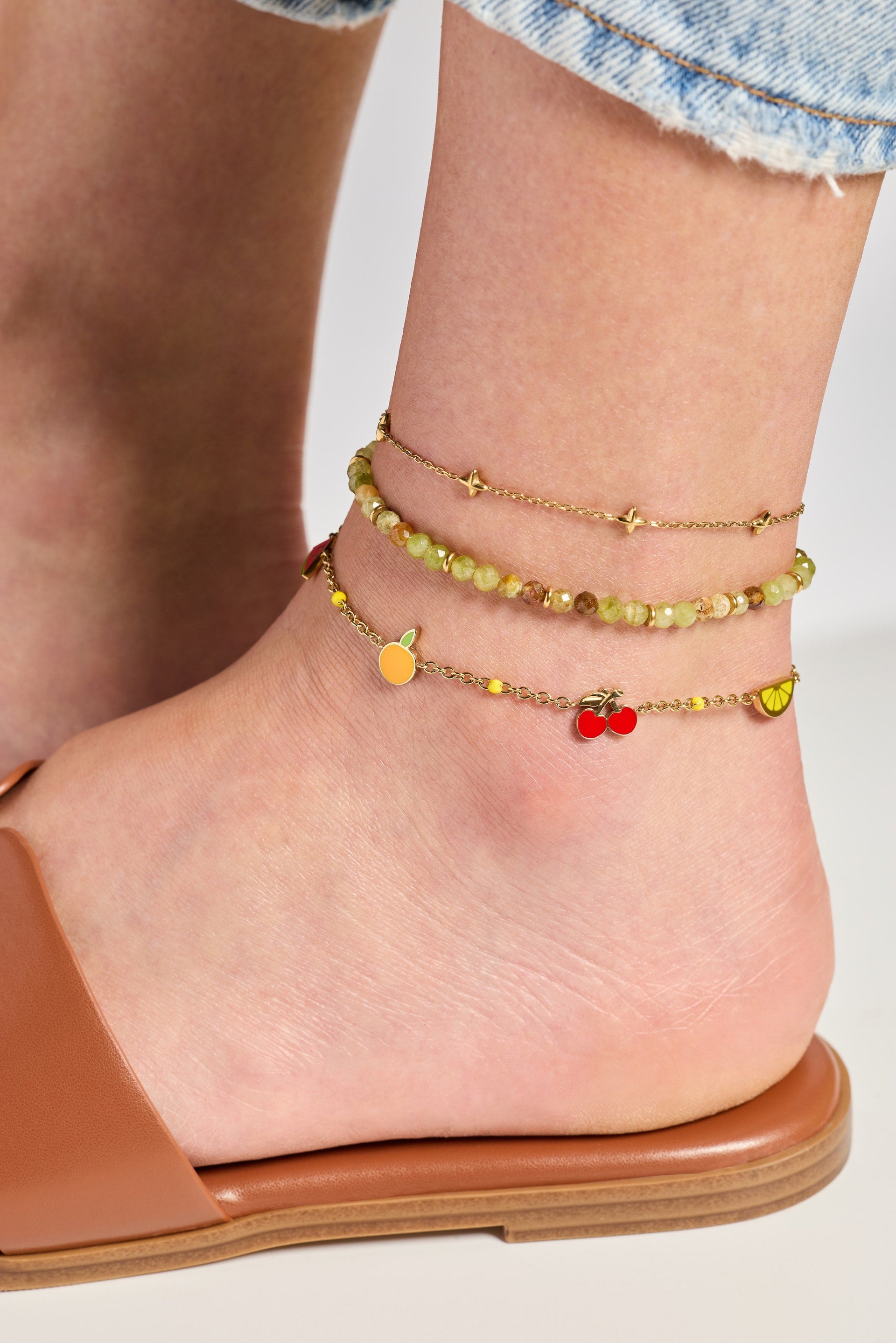 Fruit Inline Charm Anklet Gold Plated Summer Jewelry
