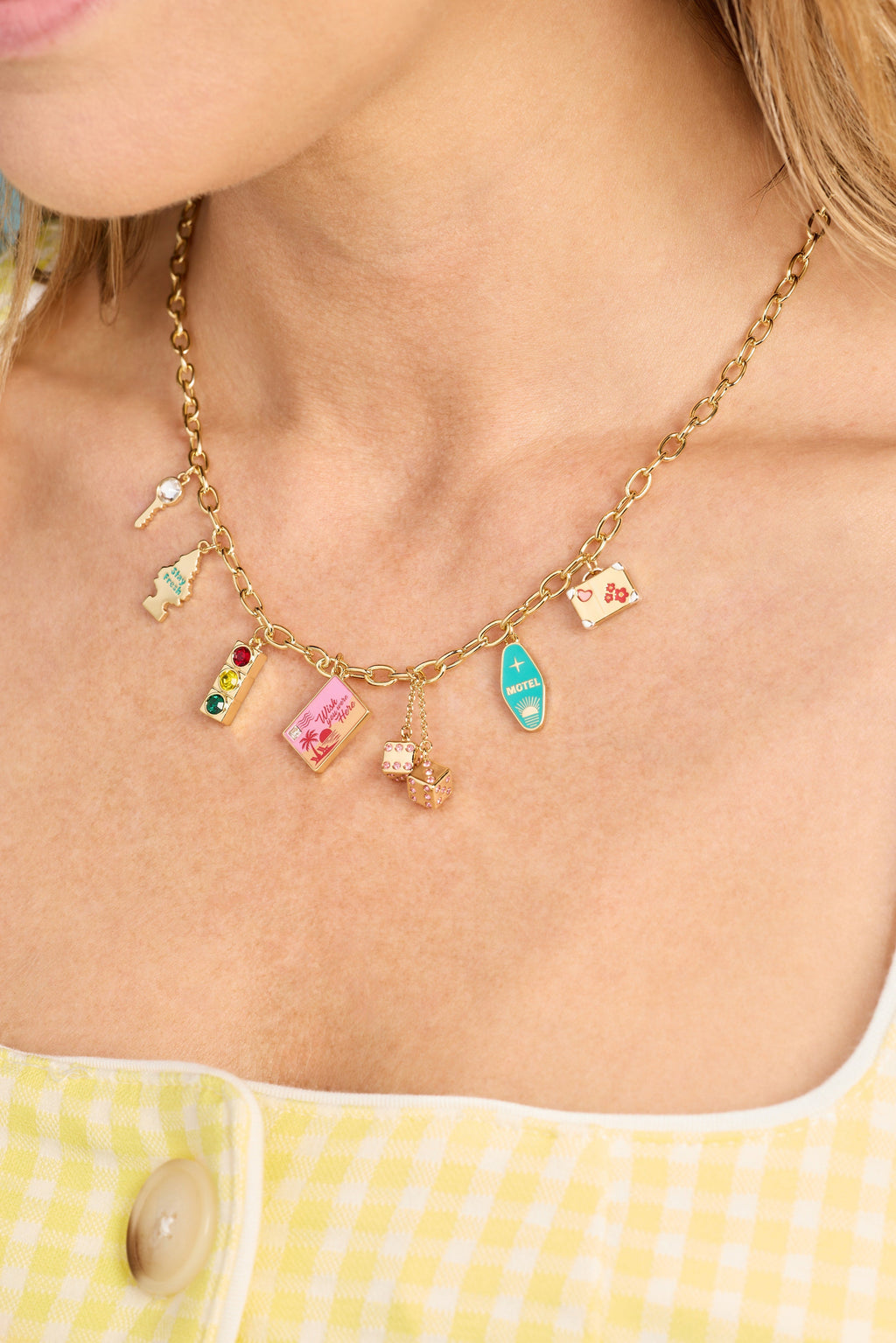 Road Trip Multi-Charm Necklace with Colorful Enamel and Crystals