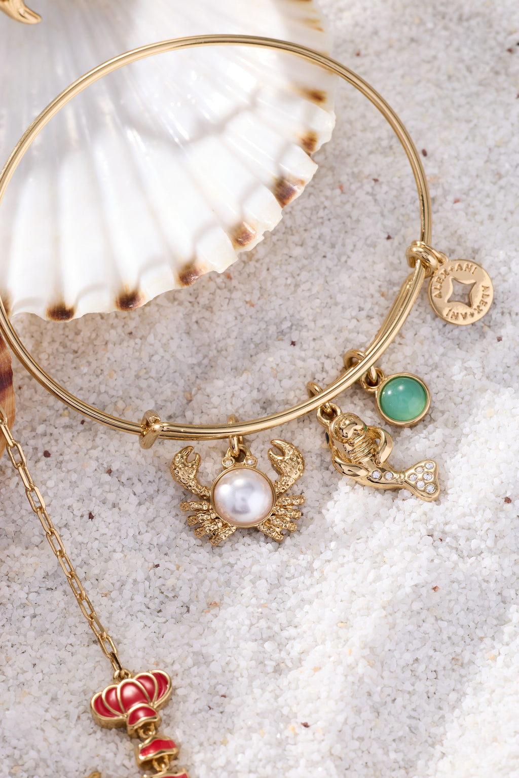 Sea Creature Multi Charm Bangle with Pearl and Aquamarine Details