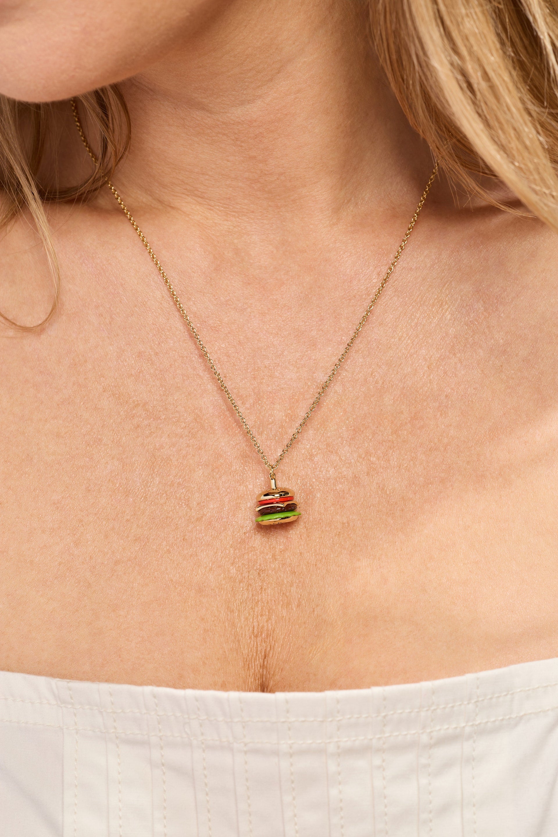 Hamburger Pendant Necklace with 'Bun In A Million' Hidden Message