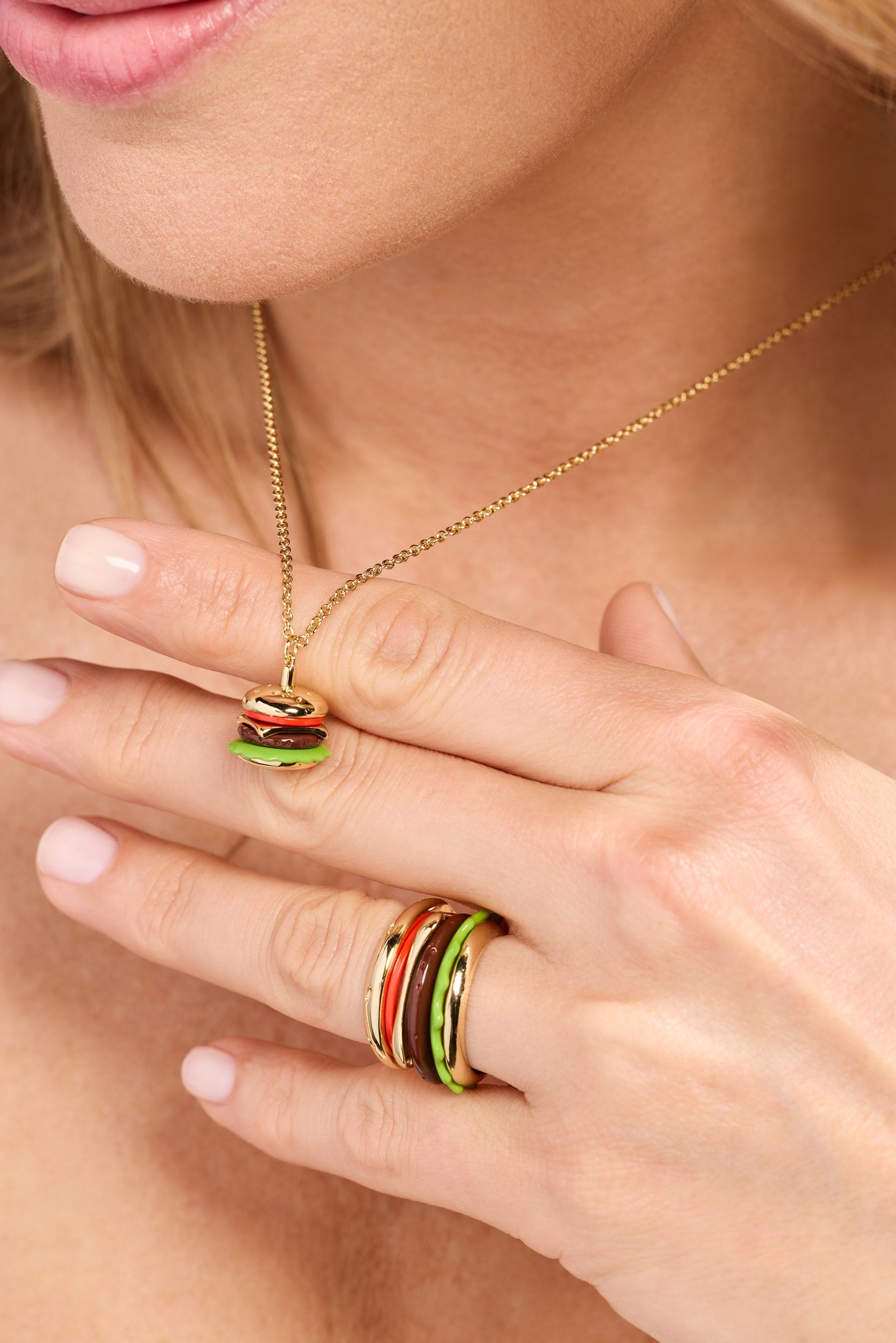 Hamburger Pendant Necklace with 'Bun In A Million' Hidden Message