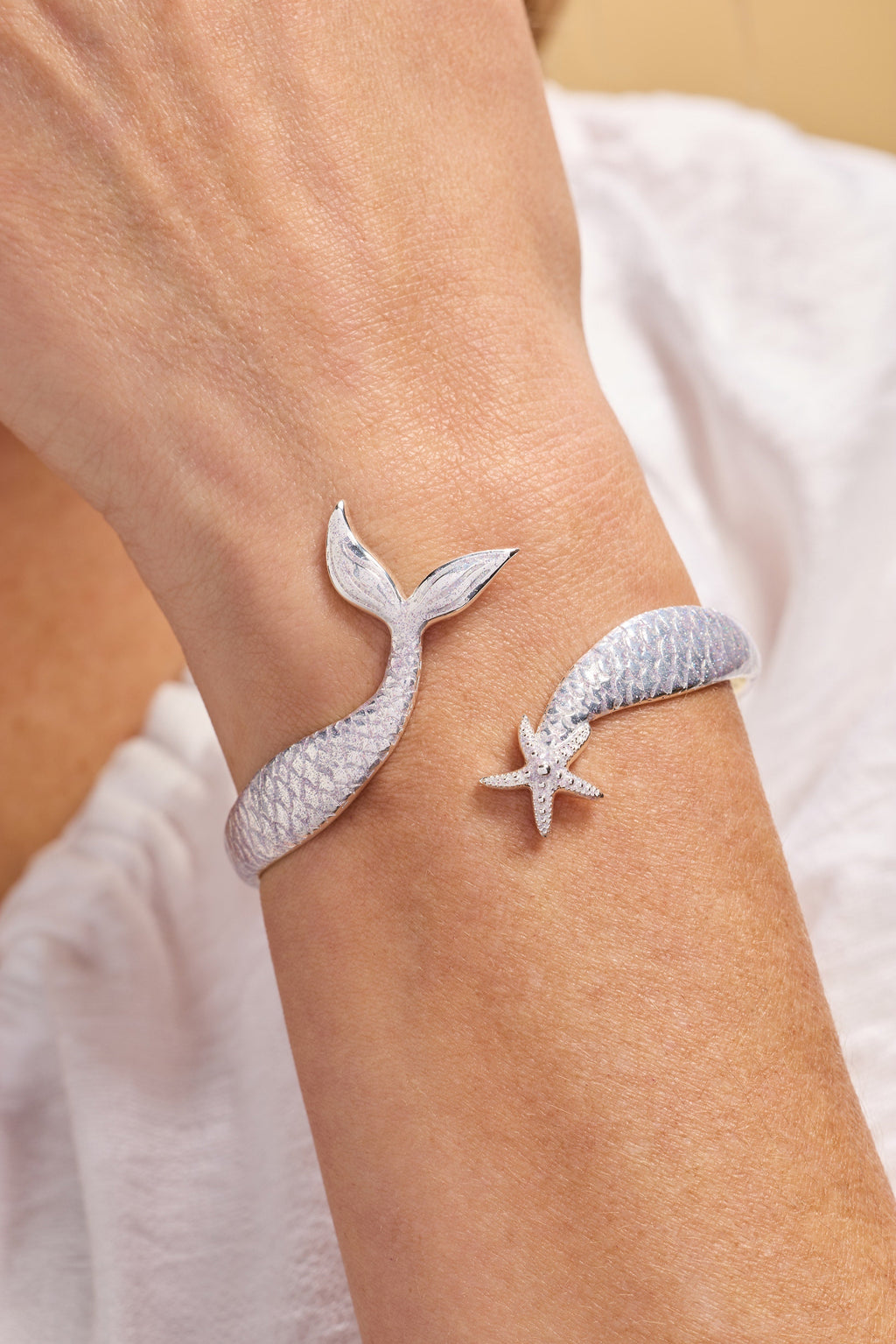 Salt + Sea Mermaid Kisses Starfish Wishes Cuff in Silver Lavender