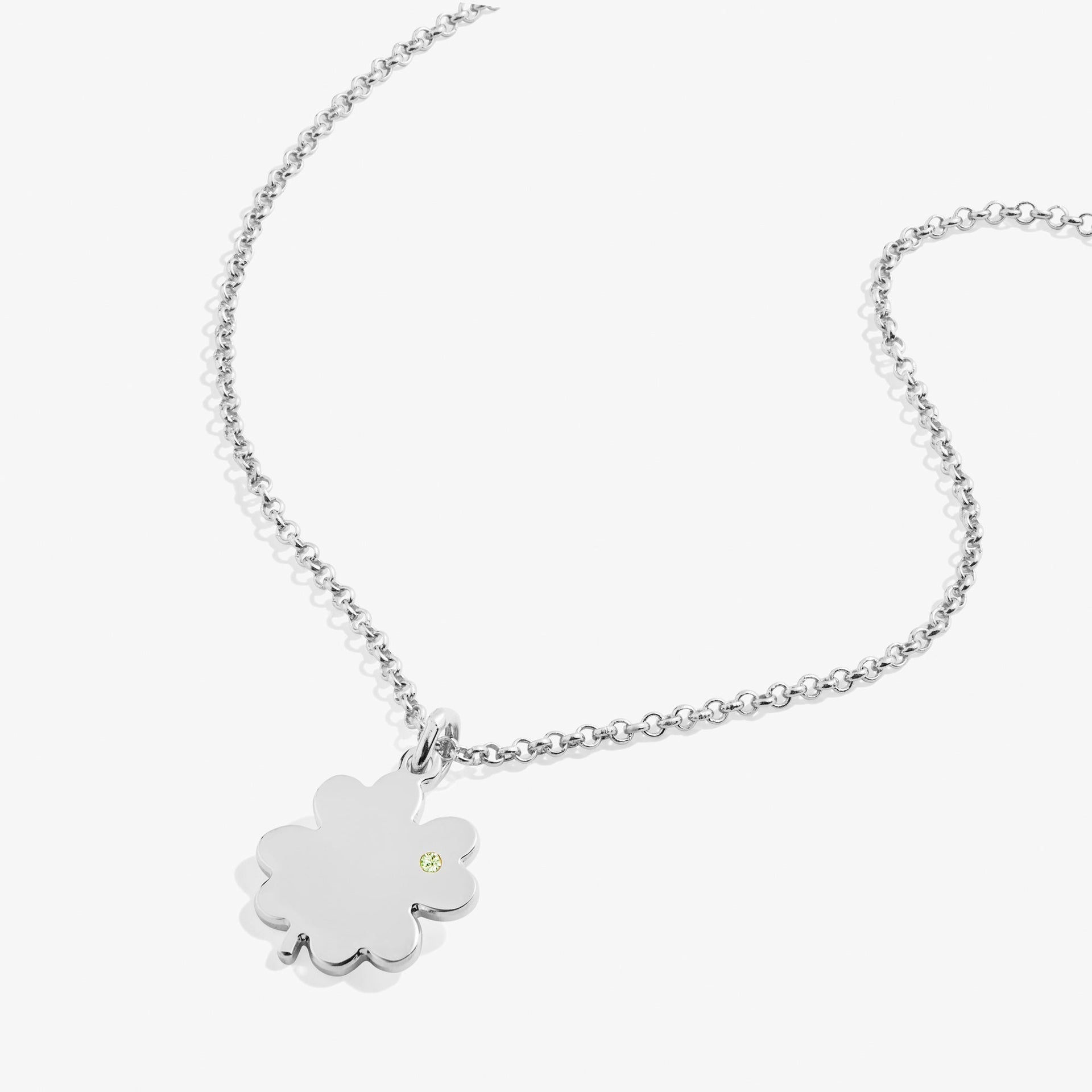 Four-Leaf Clover Peridot Crystal Necklace in Gold and Silver