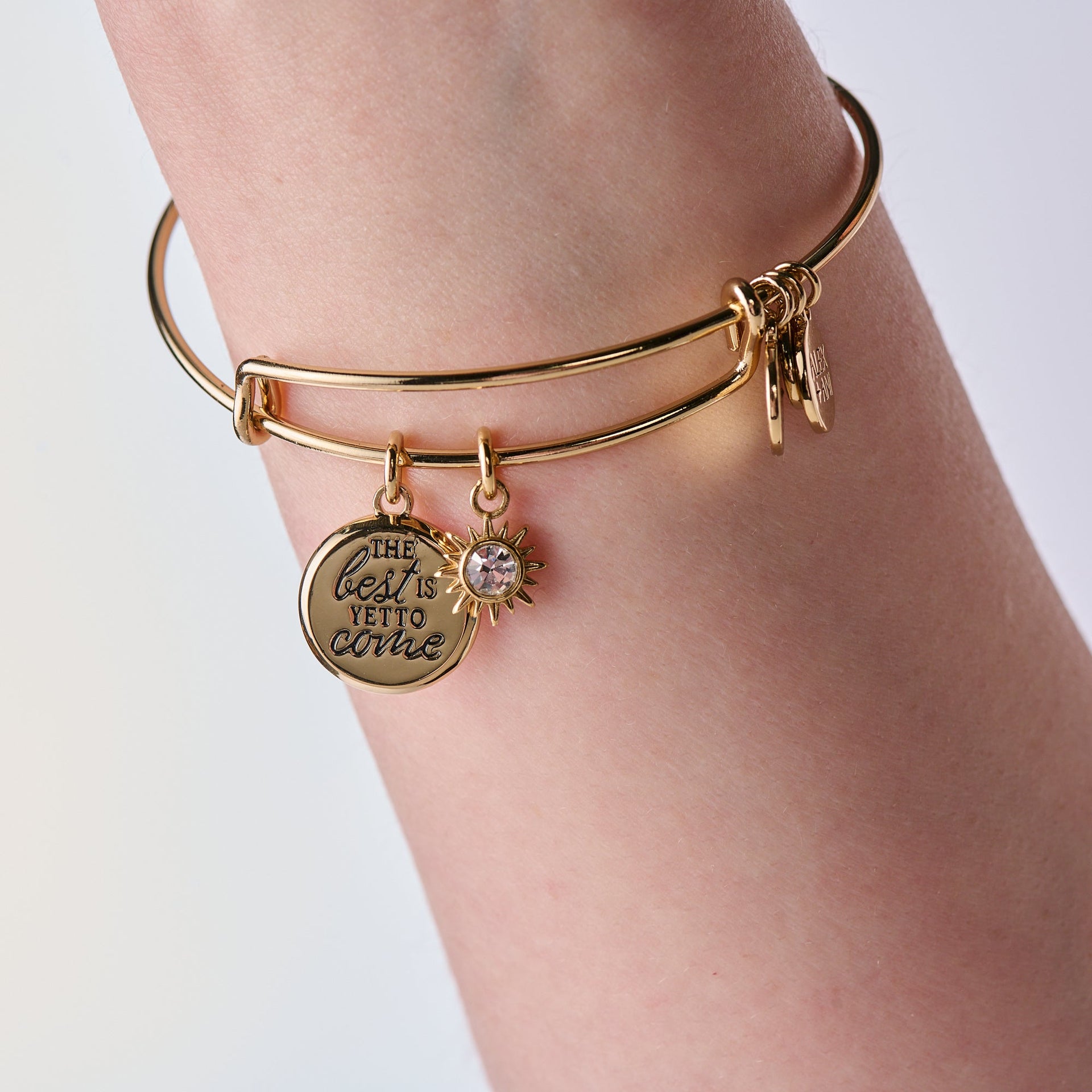 The Best Is Yet To Come Duo Charm Bangle in Gold or Silver