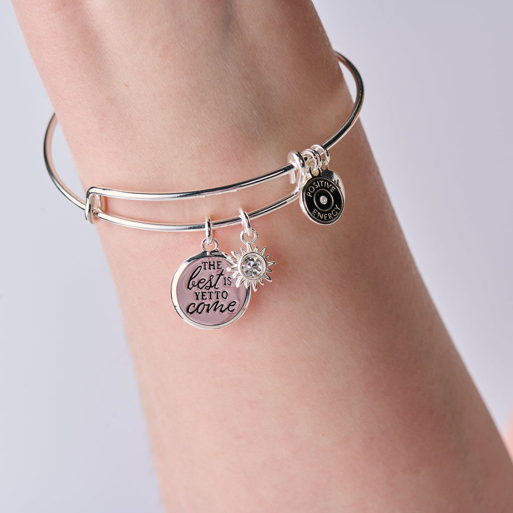 The Best Is Yet To Come Duo Charm Bangle in Gold or Silver