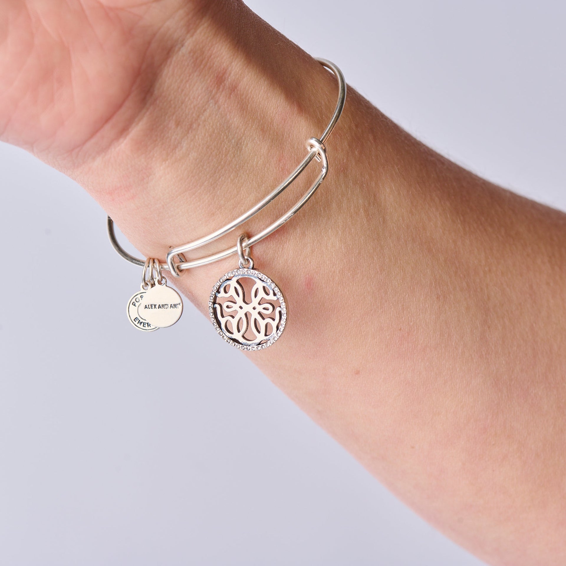 Path of Life Symbolic Charm Bangle in Silver and Gold