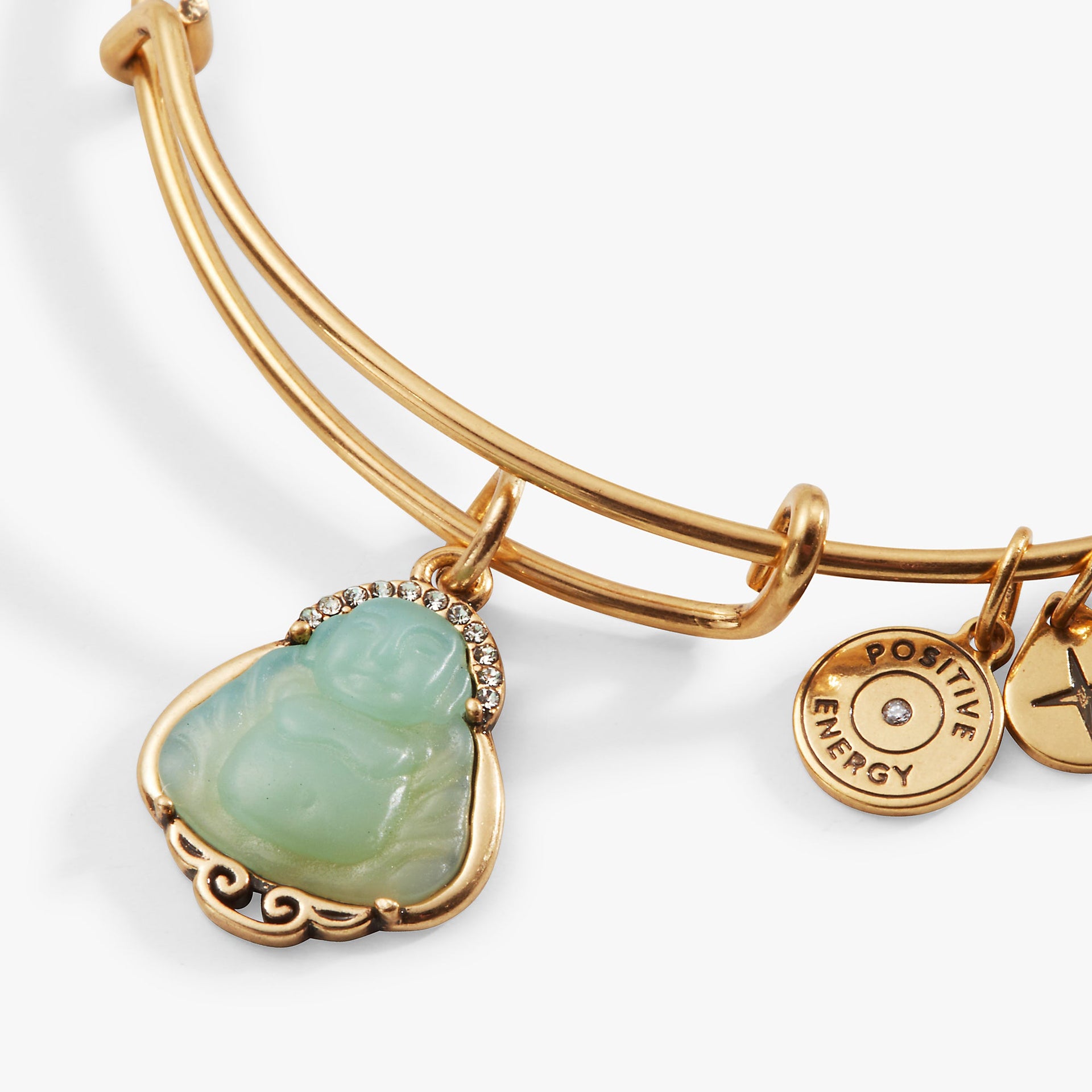 Buddha Charm Bangle with Jade-Style Stone Path of Symbols