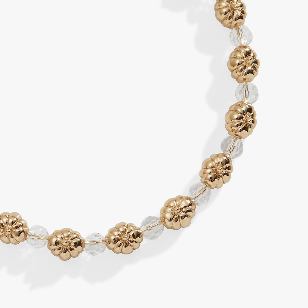 Pumpkin and Crystal Beaded Bangle in Gold and Silver