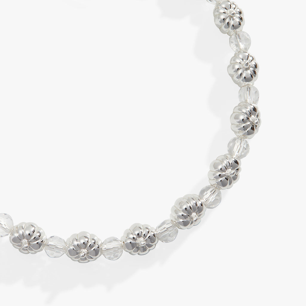 Pumpkin and Crystal Beaded Bangle in Gold and Silver