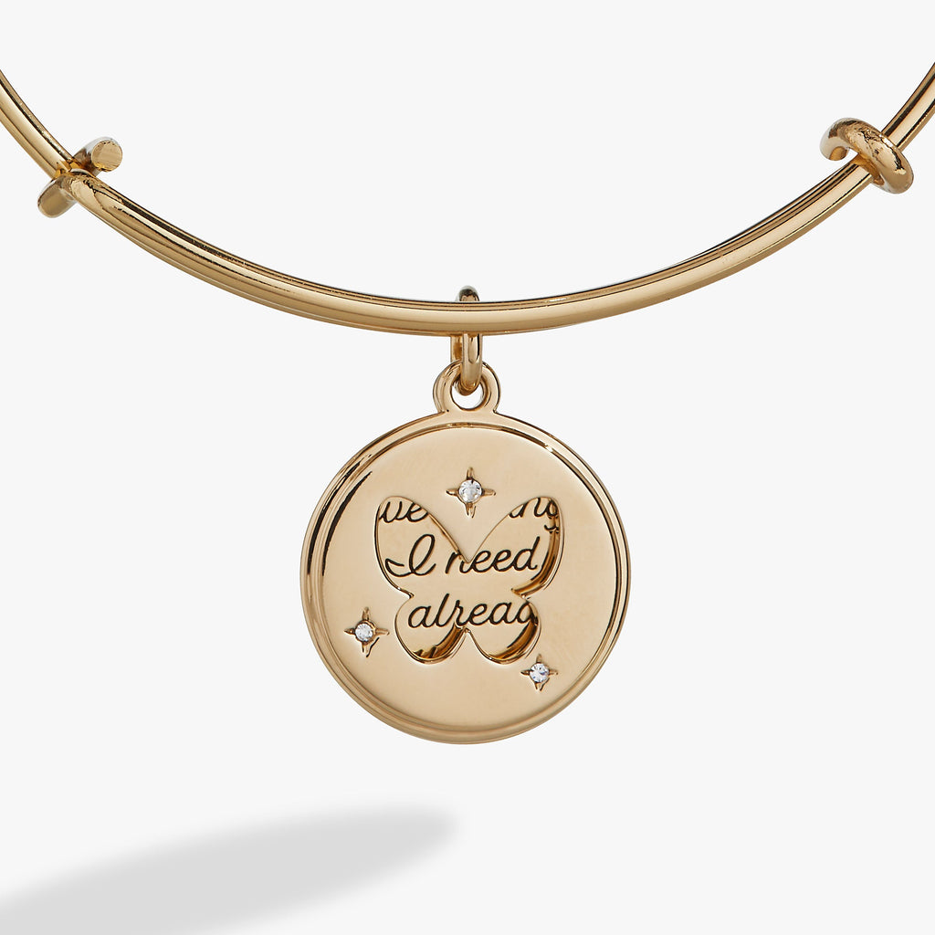 Hidden Message Butterfly Affirmation Bangle in Gold