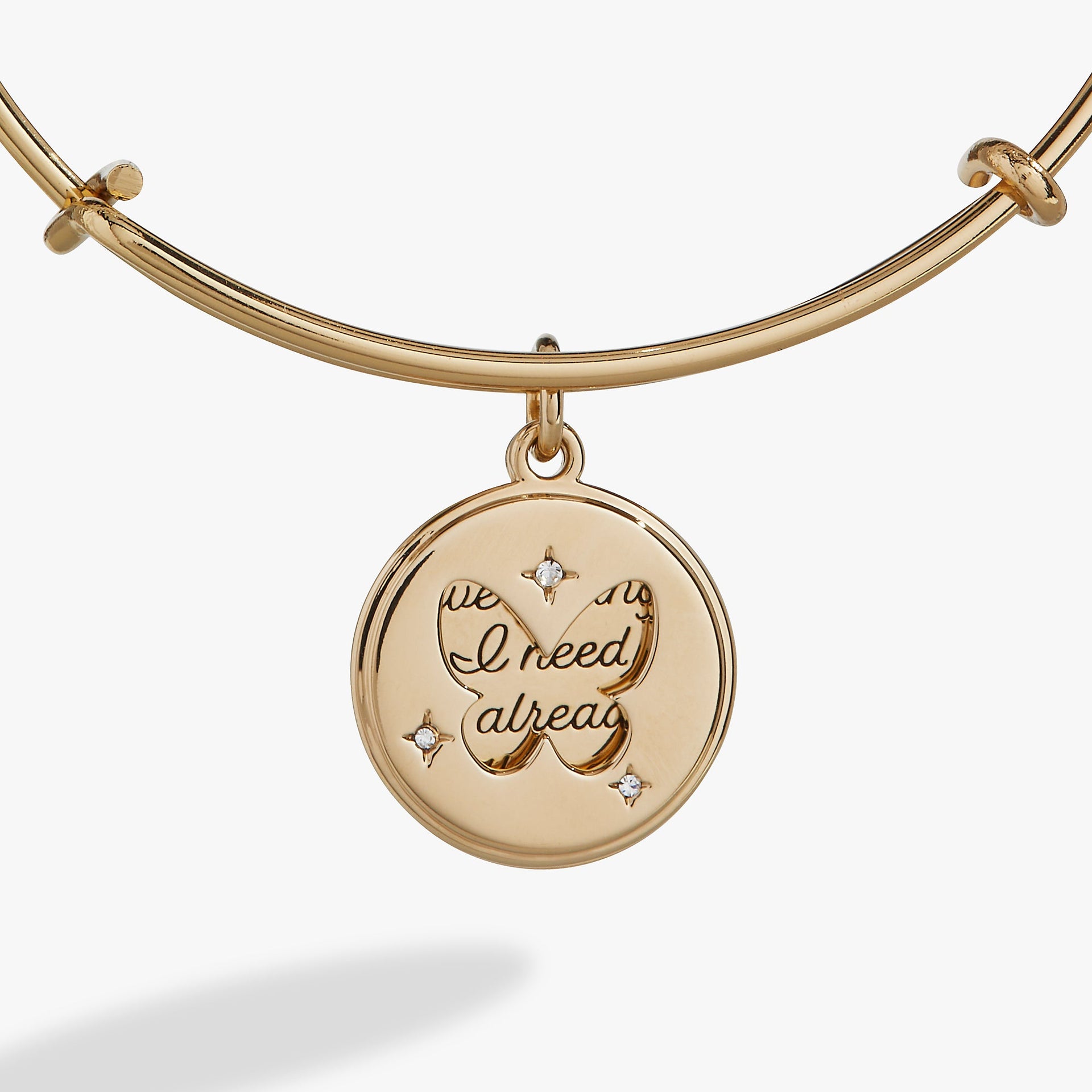 Hidden Message Butterfly Affirmation Bangle in Gold