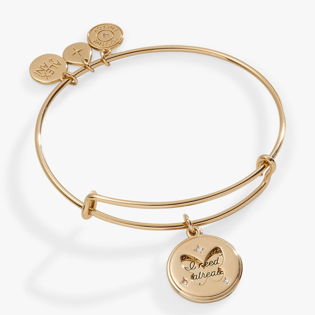 Hidden Message Butterfly Affirmation Bangle in Gold