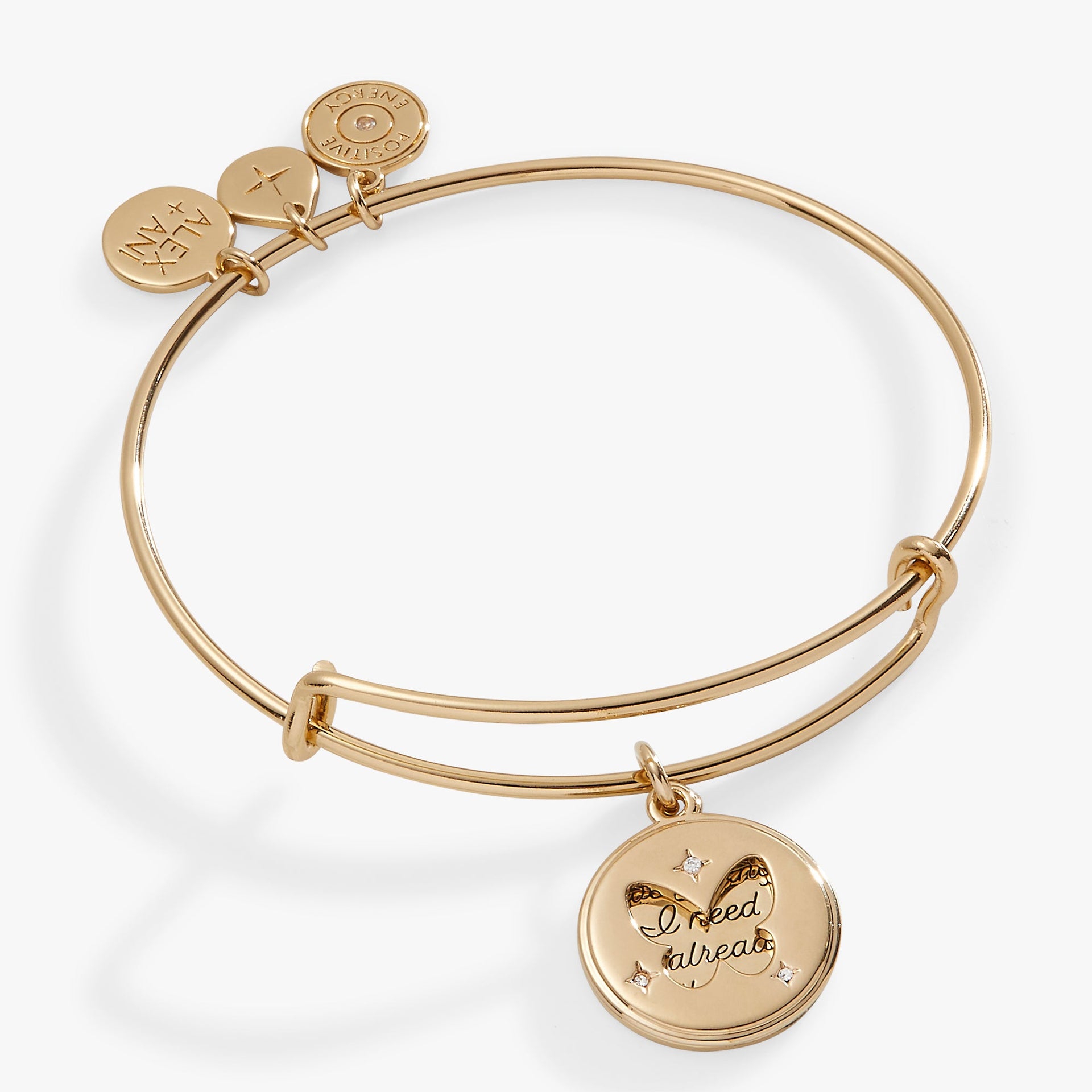 Hidden Message Butterfly Affirmation Bangle in Gold